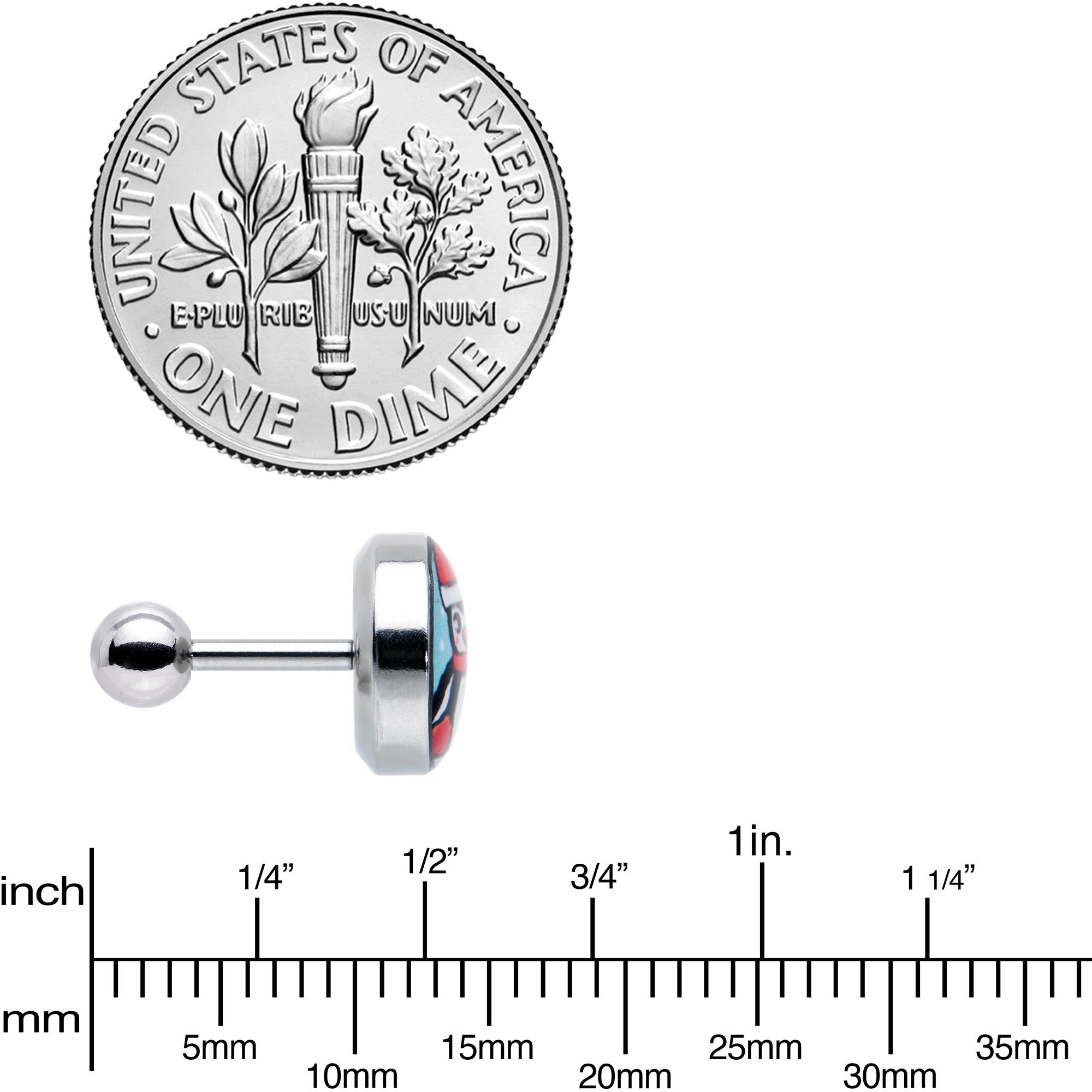 16 Gauge 1/4 Snowfall Holiday Penguin Tragus Cartilage Earring