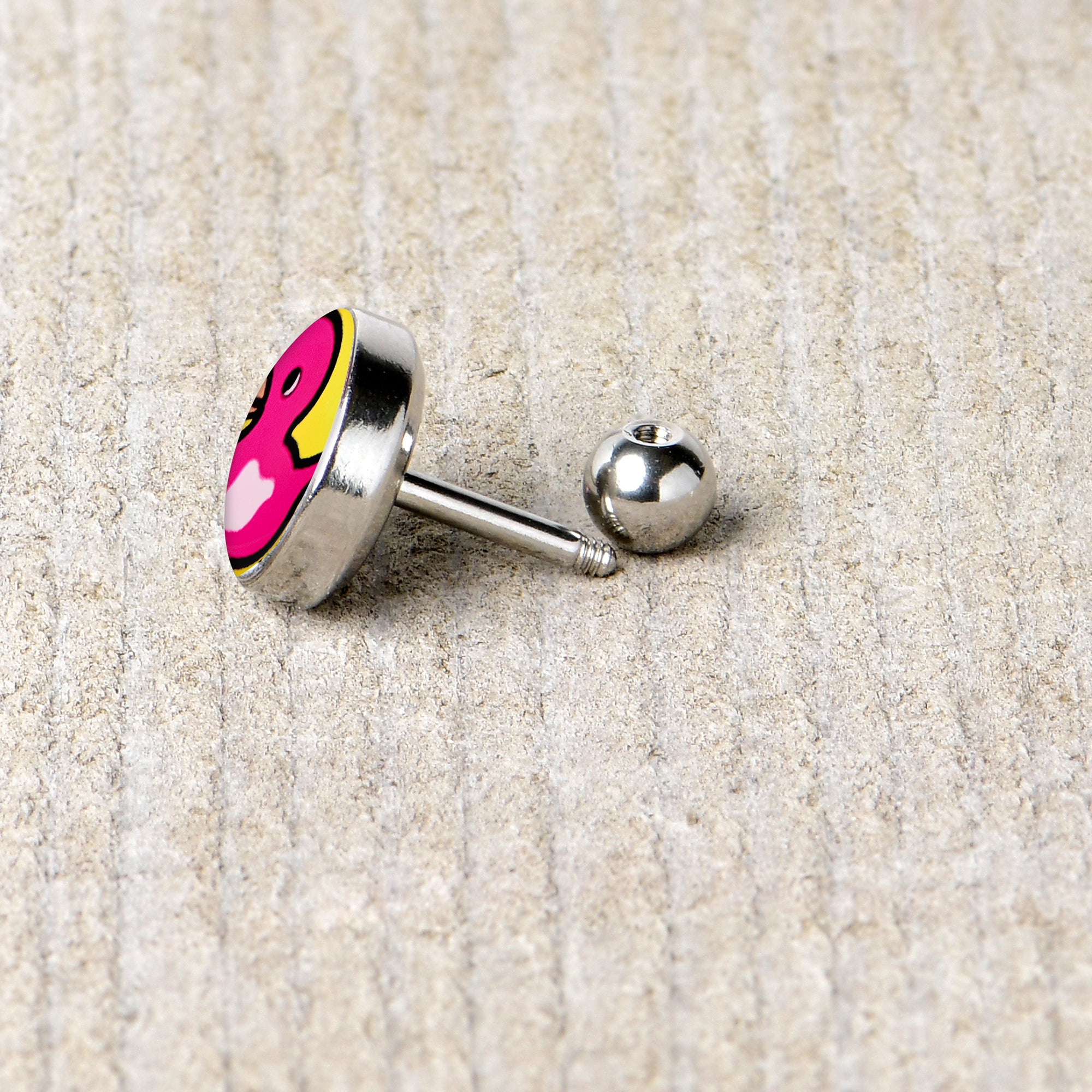 16 Gauge 1/4 Pink Ducky Cartilage Tragus Earring