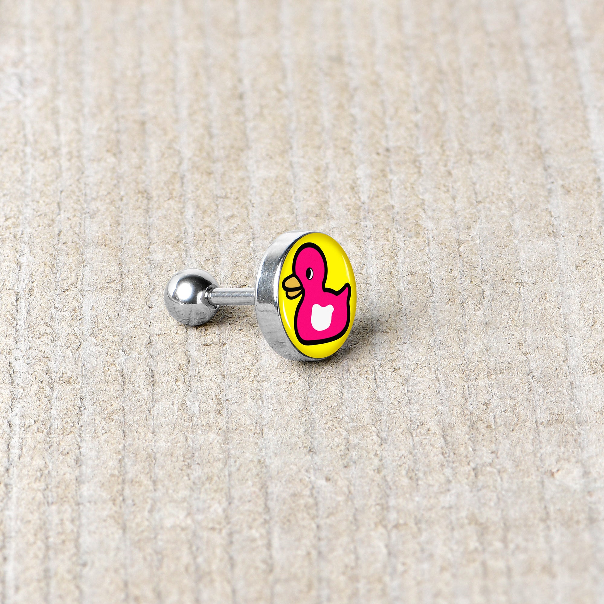 16 Gauge 1/4 Pink Ducky Cartilage Tragus Earring