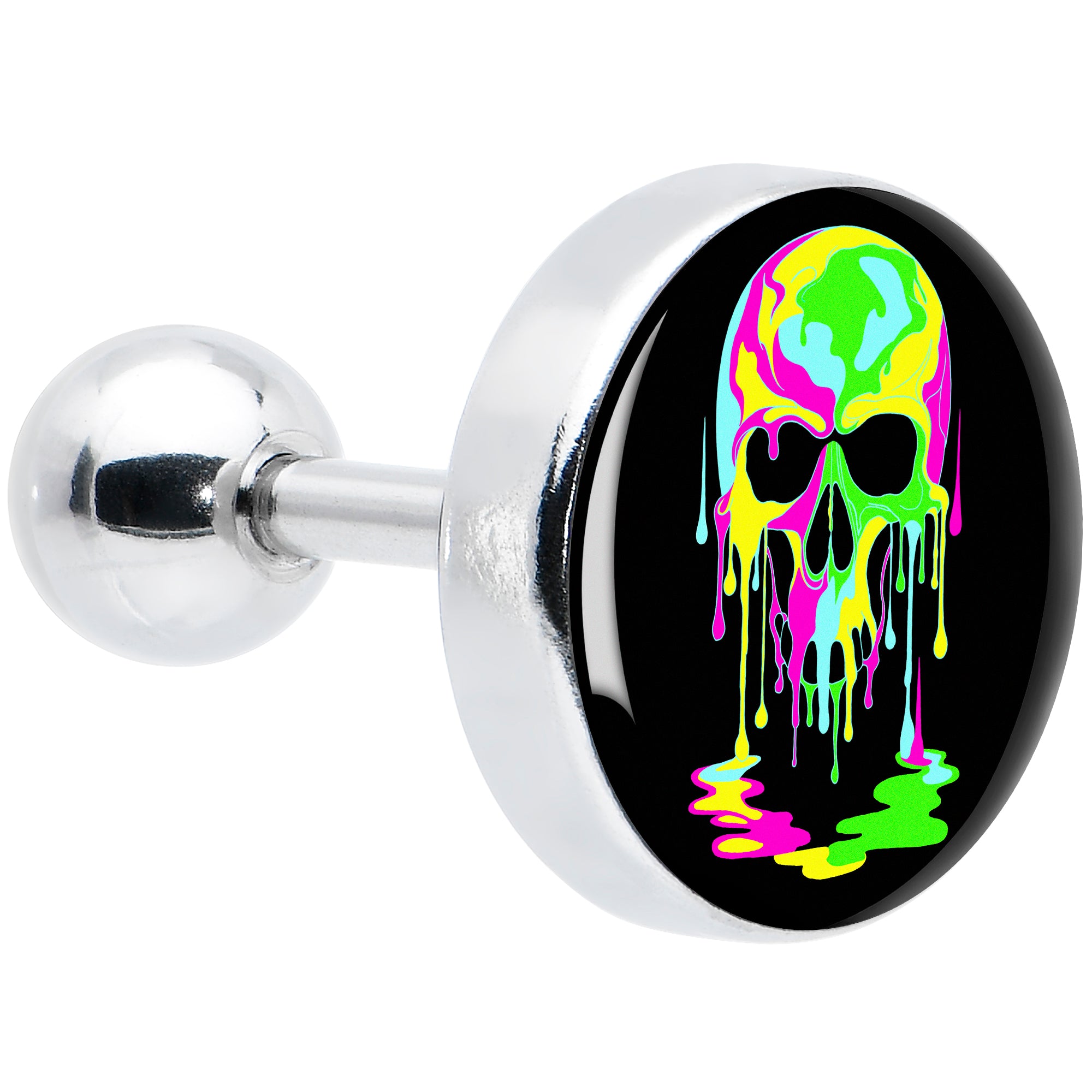 16 Gauge 1/4 Ultra Bright Melting Skull Tragus Cartilage Earring