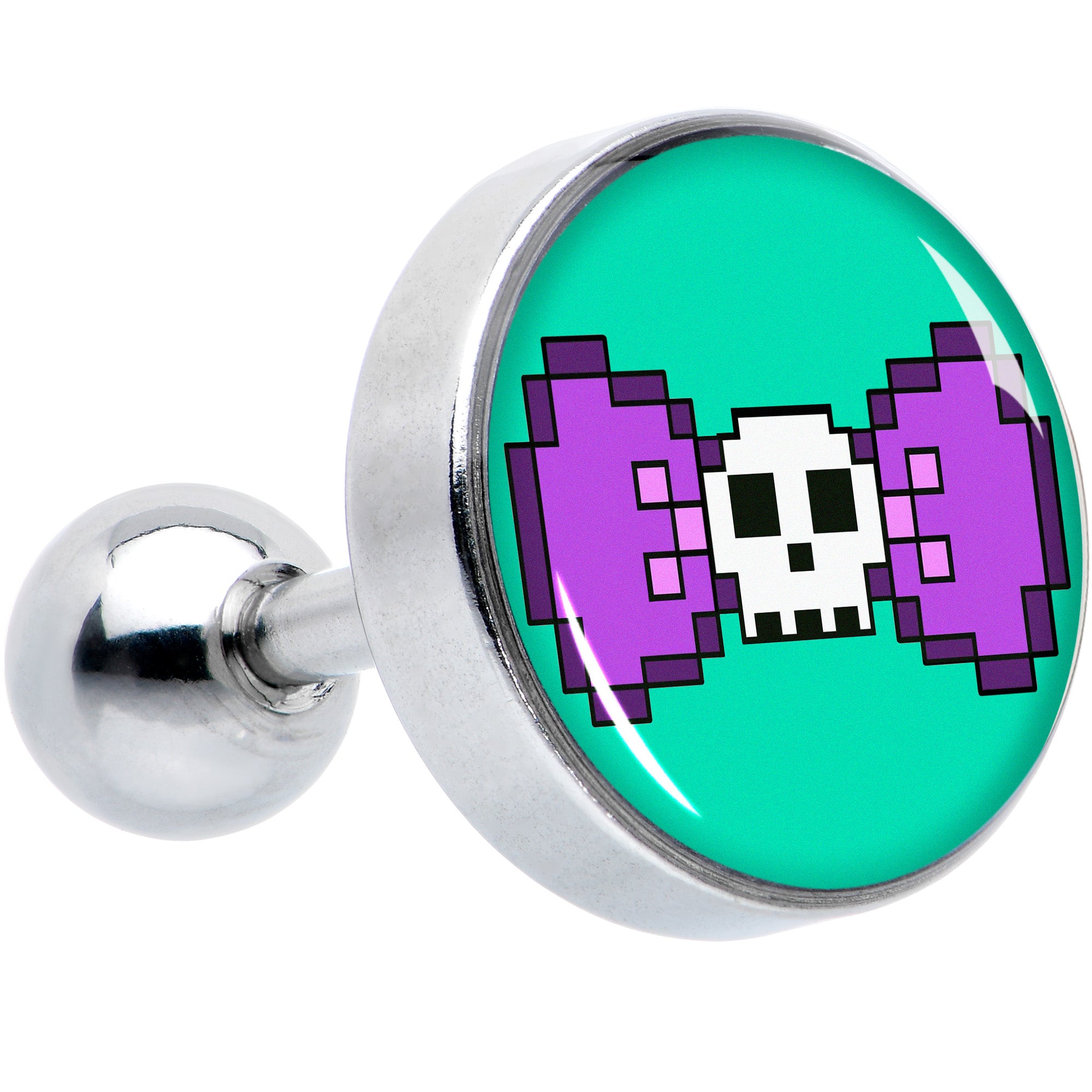 16 Gauge 1/4 Retro Pixel Skull Cartilage Tragus Earring