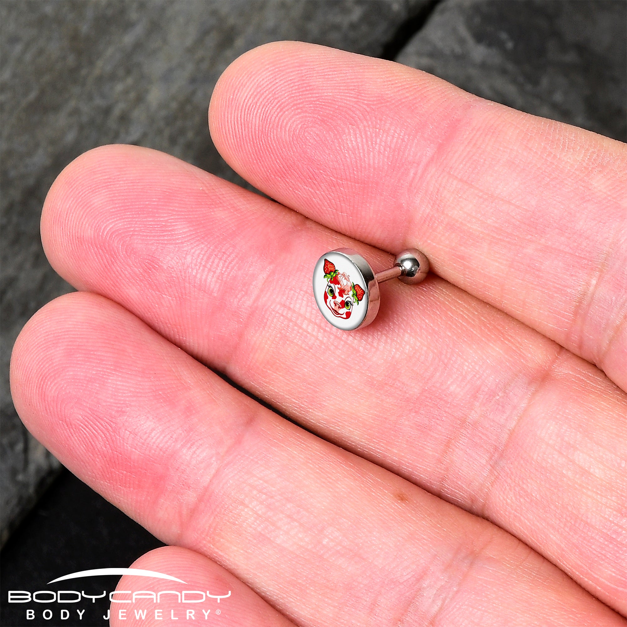 16 Gauge 1/4 Strawberry Cow Cartilage Tragus Earring