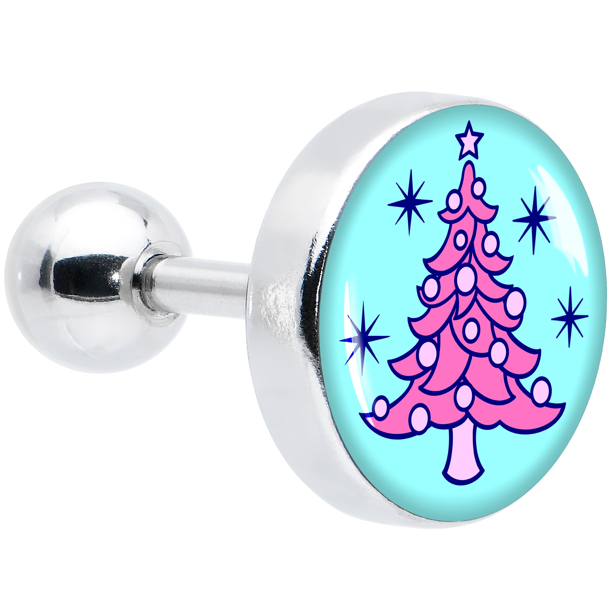 16 Gauge 1/4 Pastel Christmas Tree Tragus Cartilage Earring