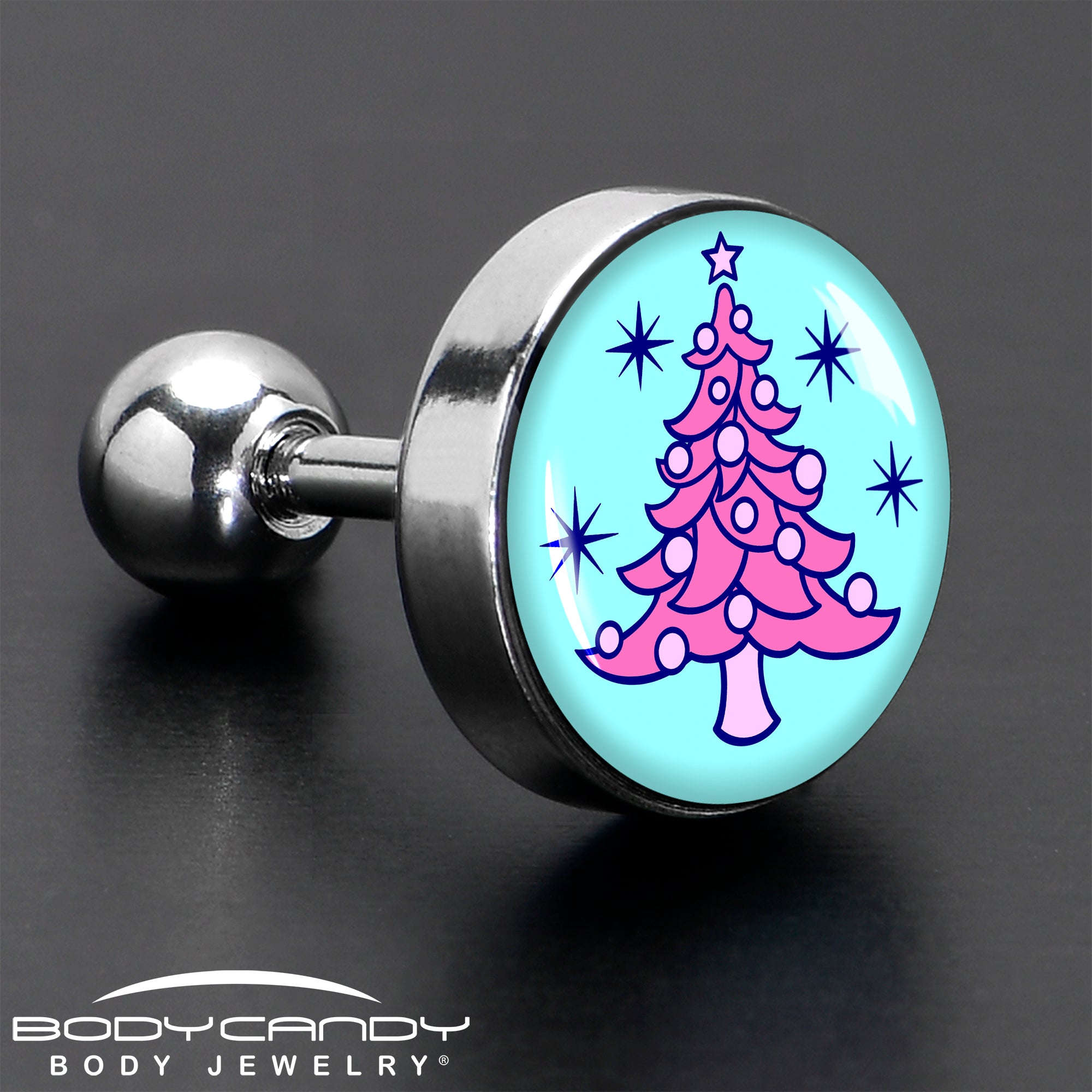 16 Gauge 1/4 Pastel Christmas Tree Tragus Cartilage Earring