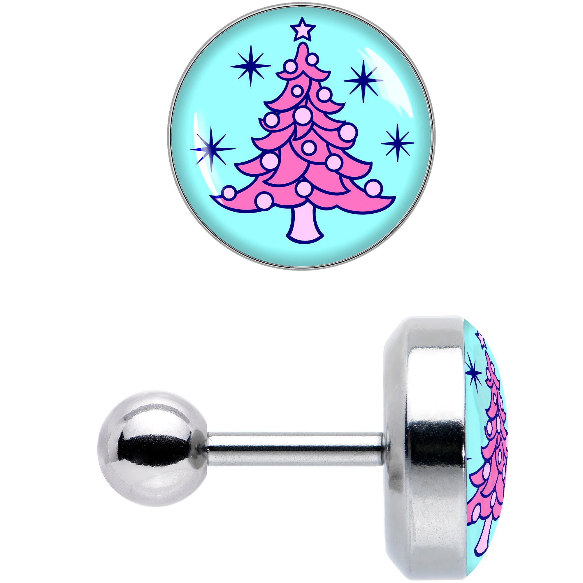 16 Gauge 1/4 Pastel Christmas Tree Tragus Cartilage Earring