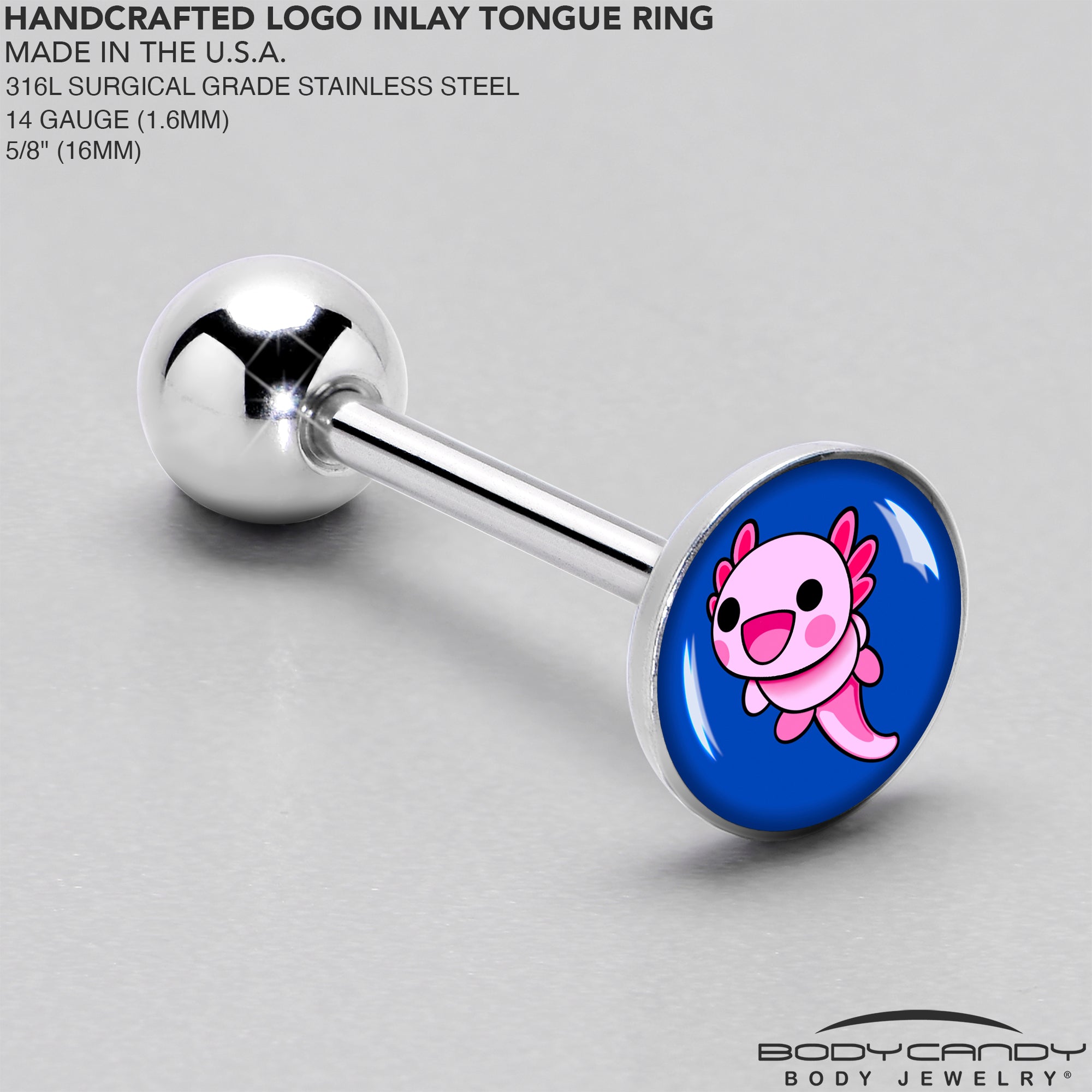 Adorable Axolotl Barbell Tongue Ring