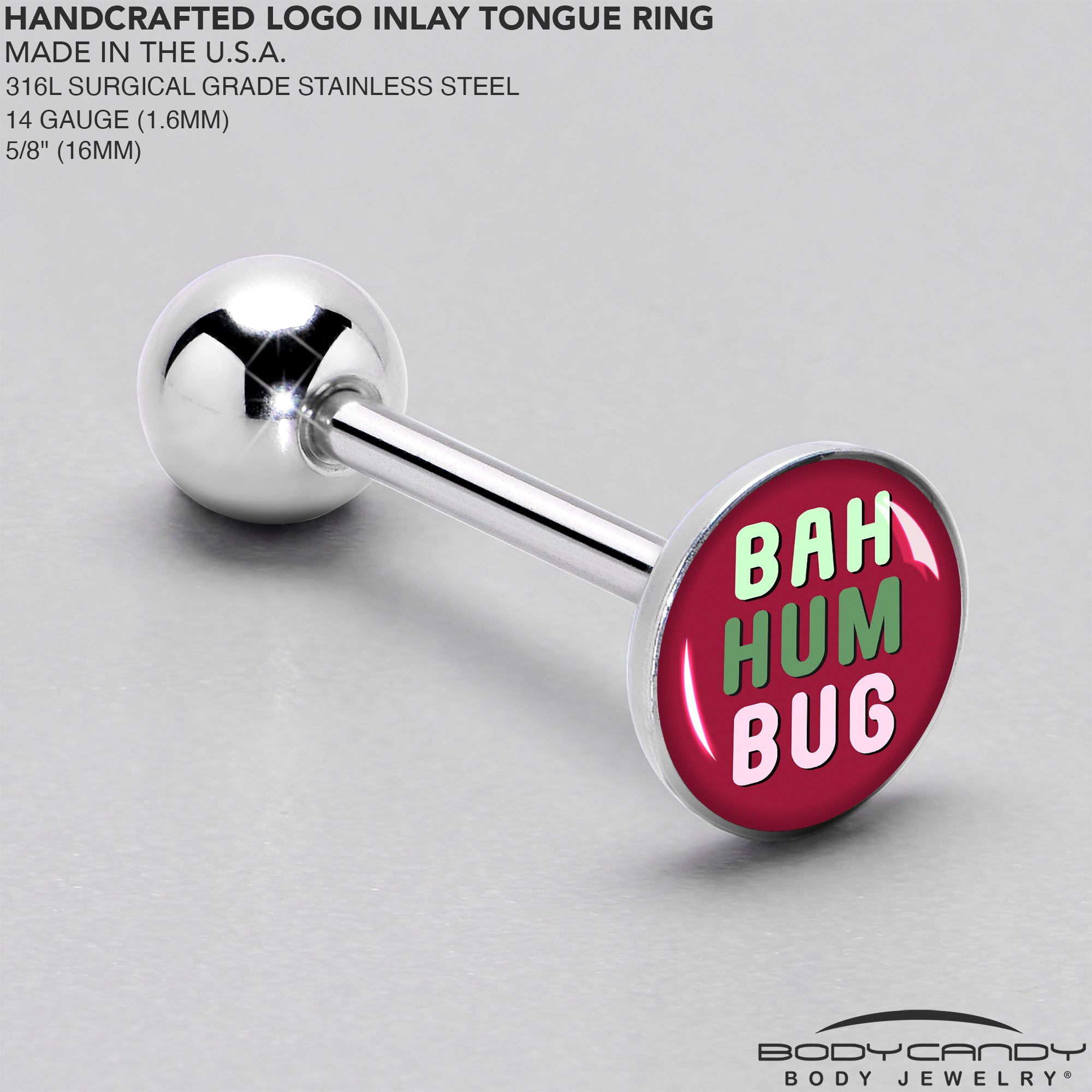 Bah Humbug Holiday Grouch Barbell Tongue Ring