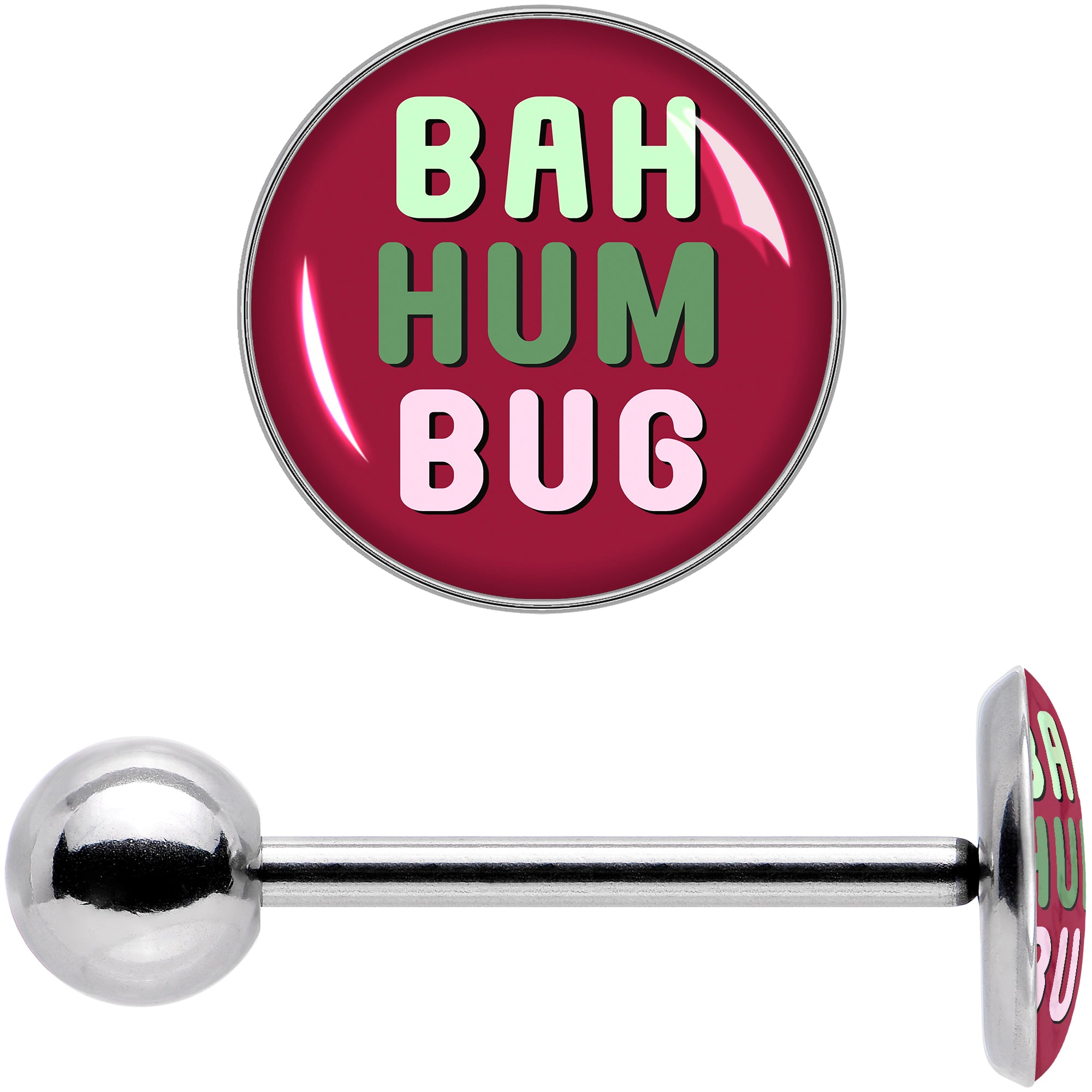 Bah Humbug Holiday Grouch Barbell Tongue Ring