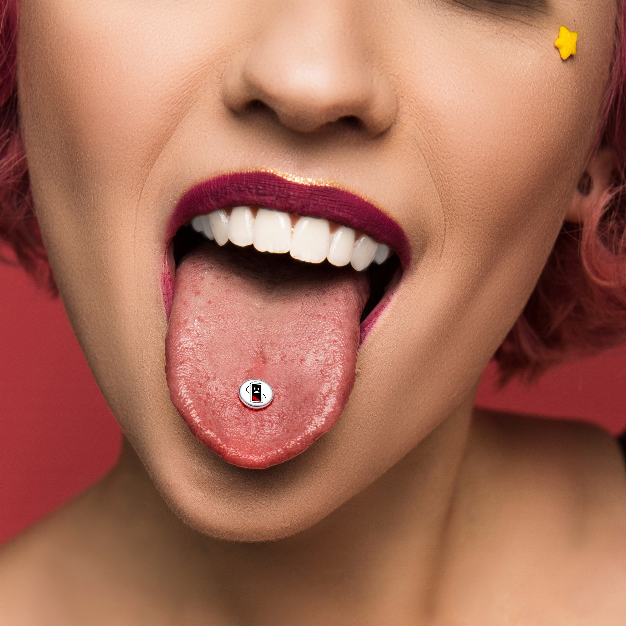 Battery Empty Barbell Tongue Ring