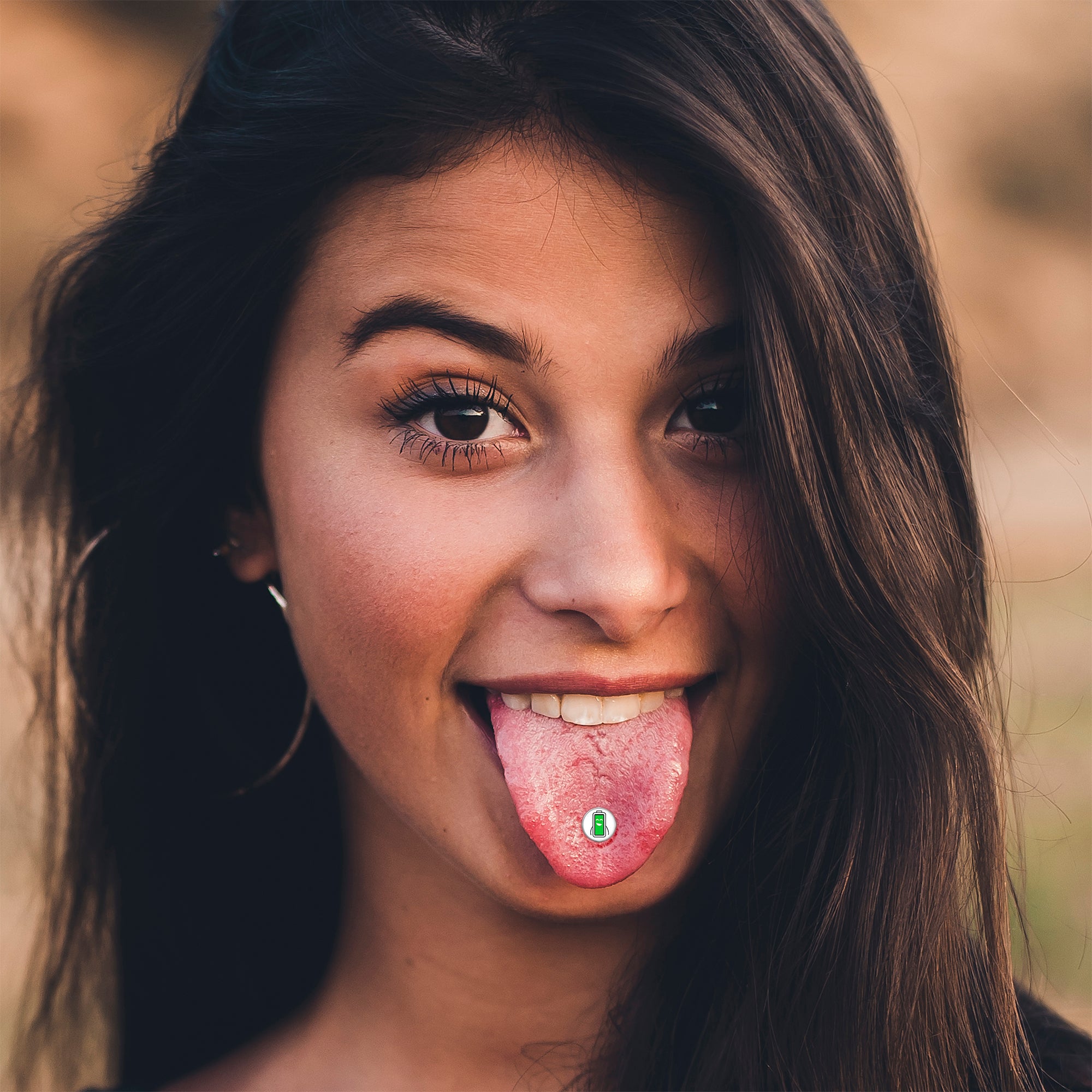 Battery Full Barbell Tongue Ring