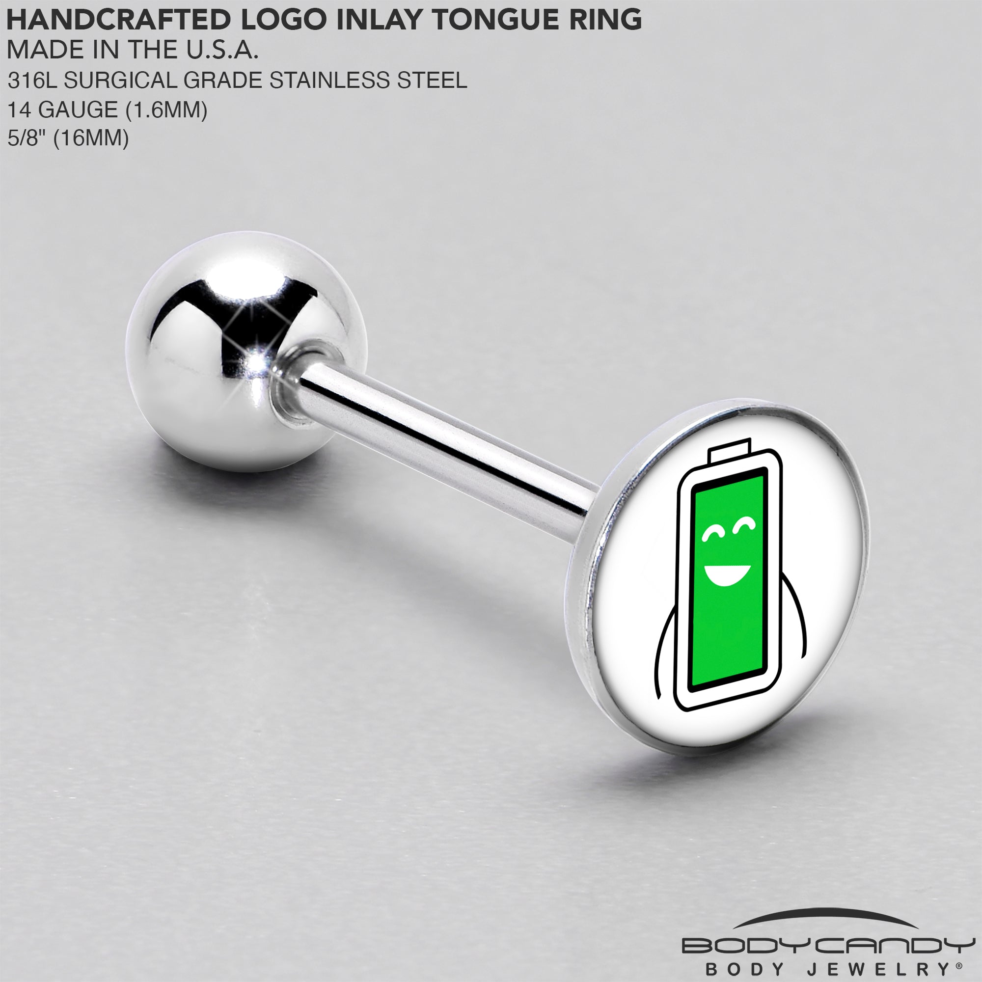 Battery Full Barbell Tongue Ring