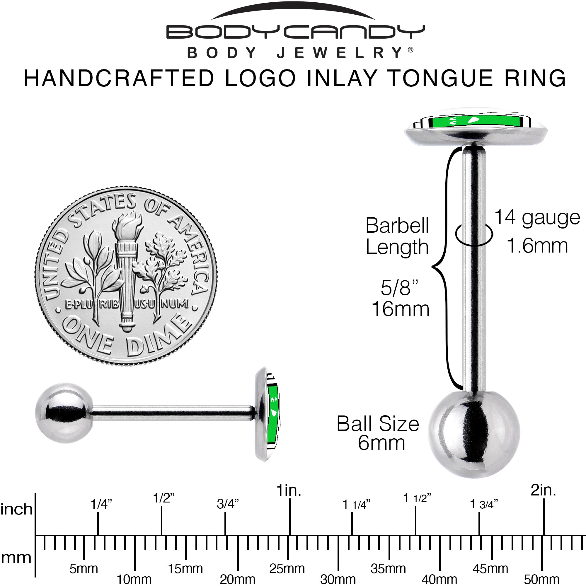 Battery Full Barbell Tongue Ring