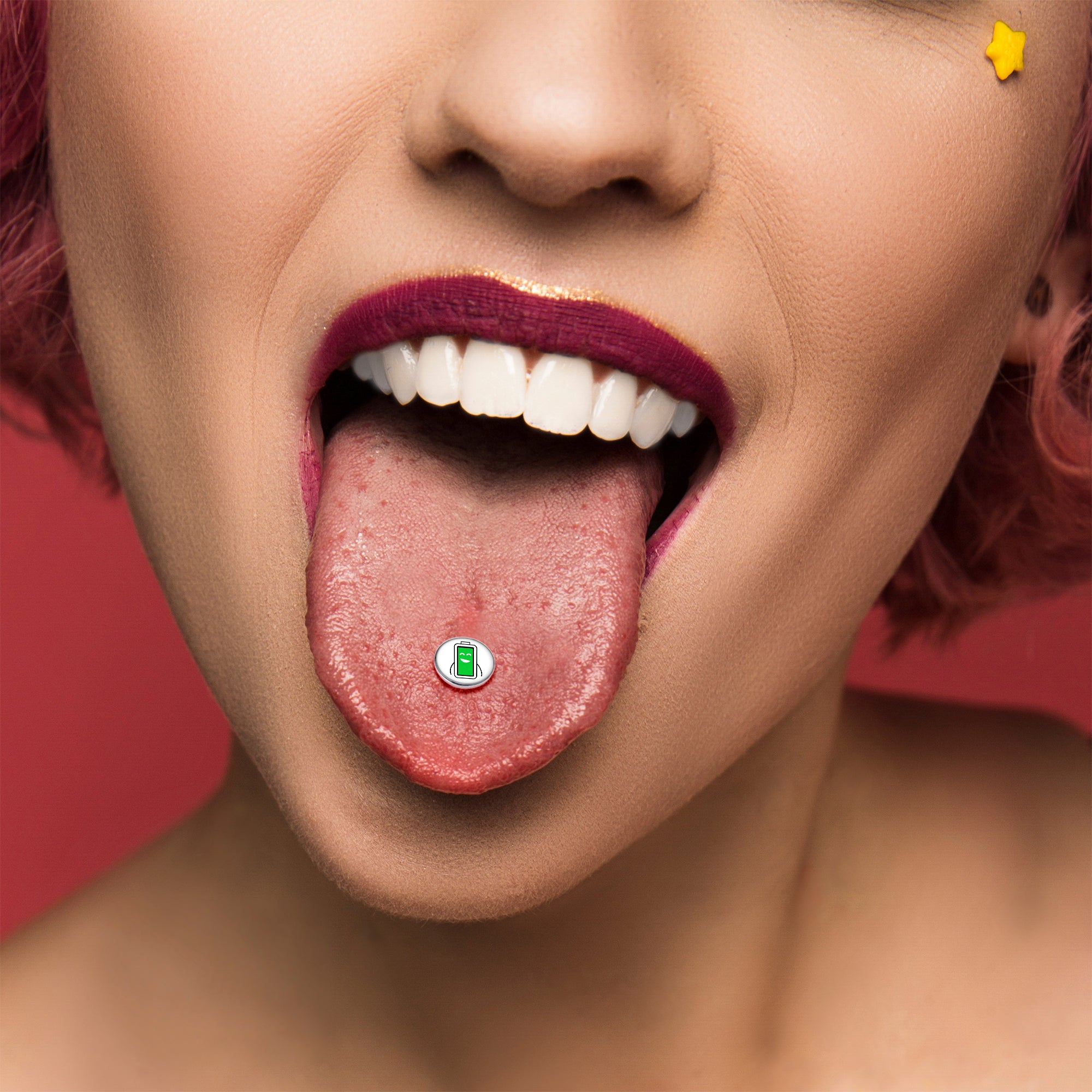 Battery Full Barbell Tongue Ring