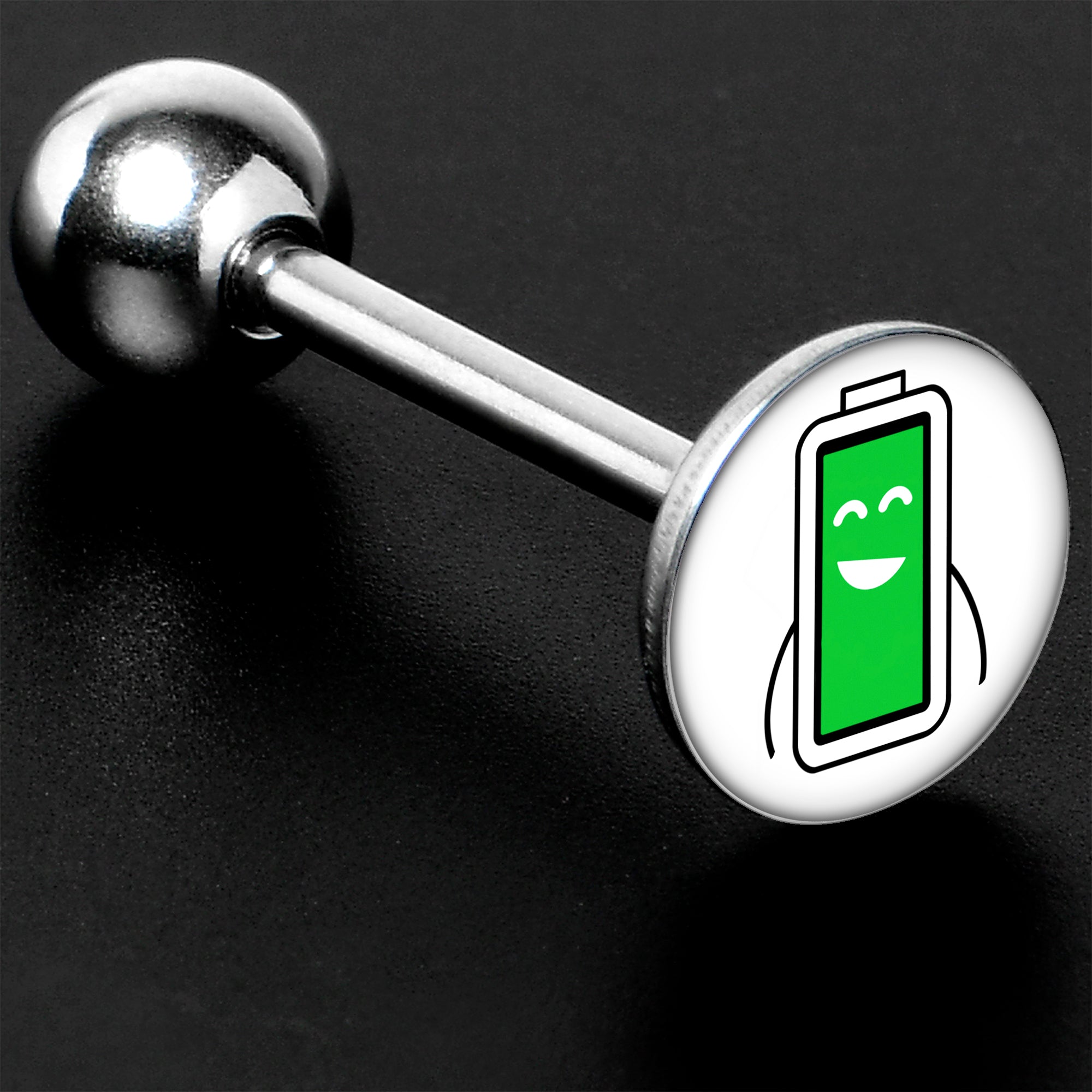 Battery Full Barbell Tongue Ring