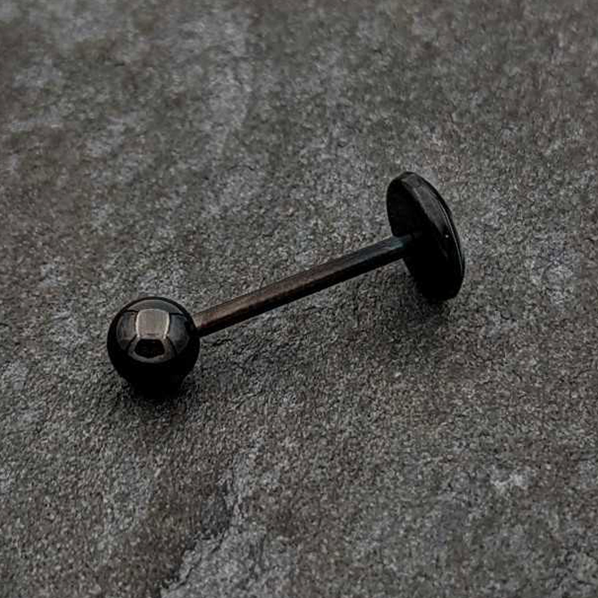 Glow in the Dark Black Anodized Peeking Black Cat Barbell Tongue Ring