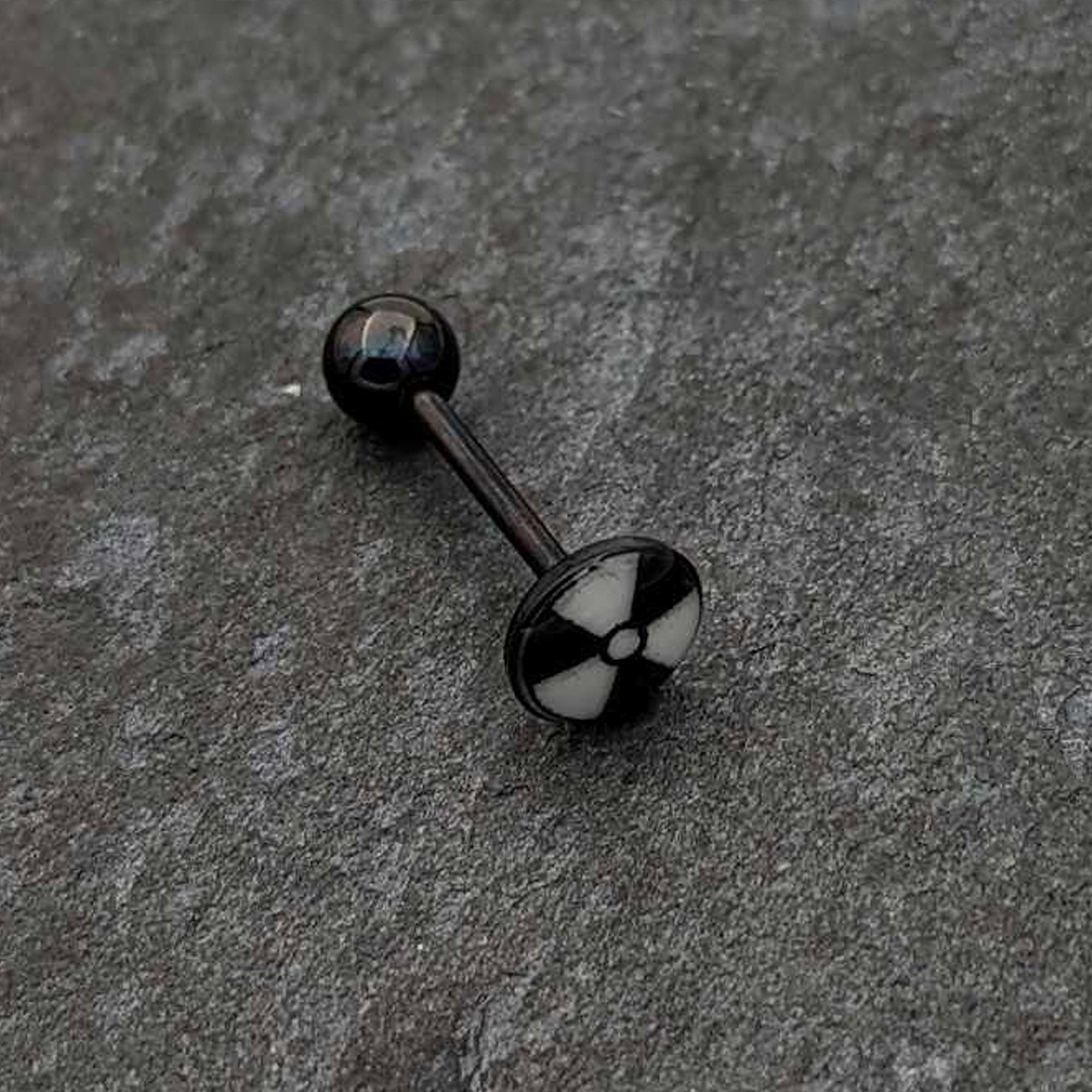 Glow in the Dark Black Anodized Radioactive Barbell Tongue Ring