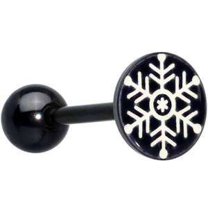 Black Glow in the Dark Holiday Snowflake Tongue Ring