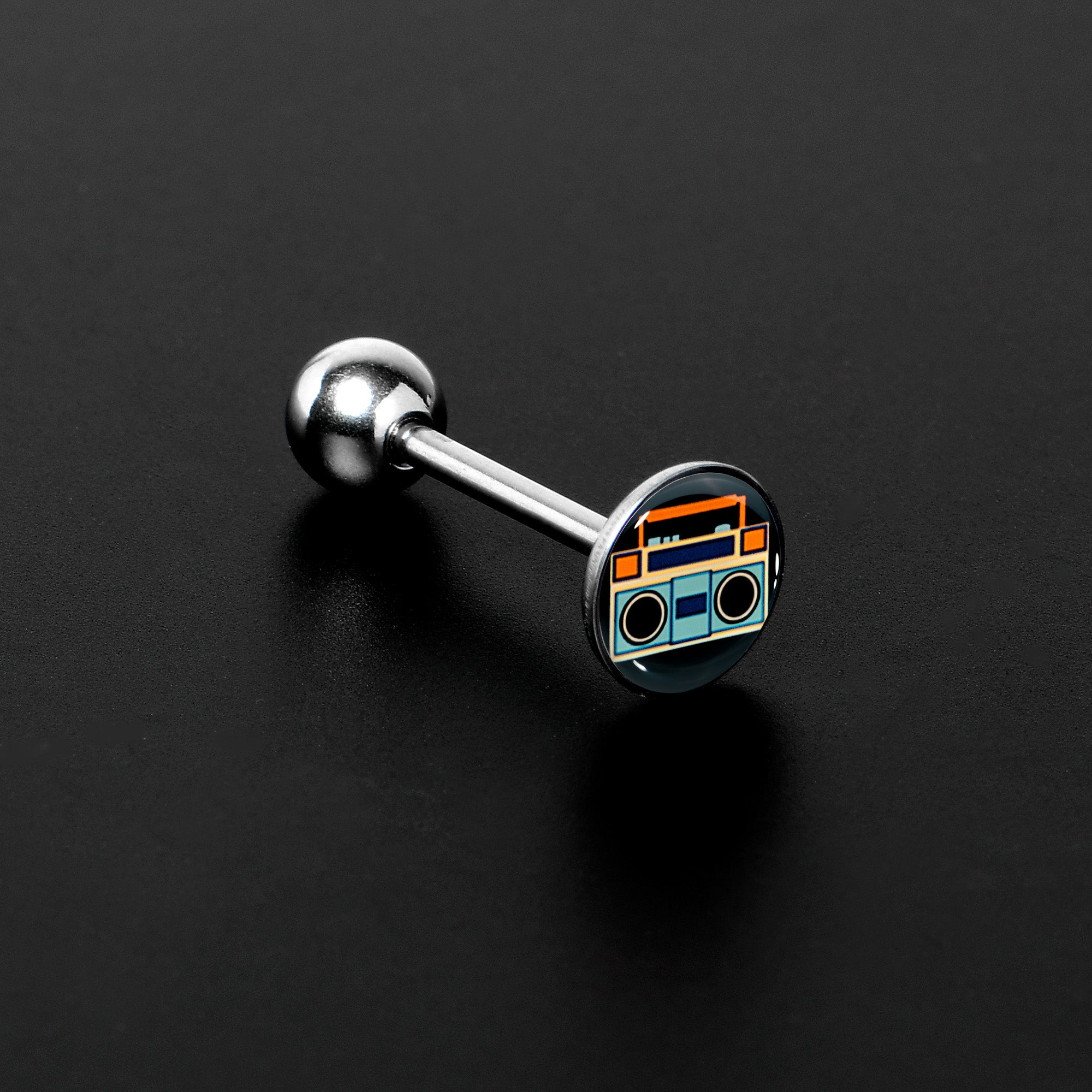 Retro Boombox Barbell Tongue Ring