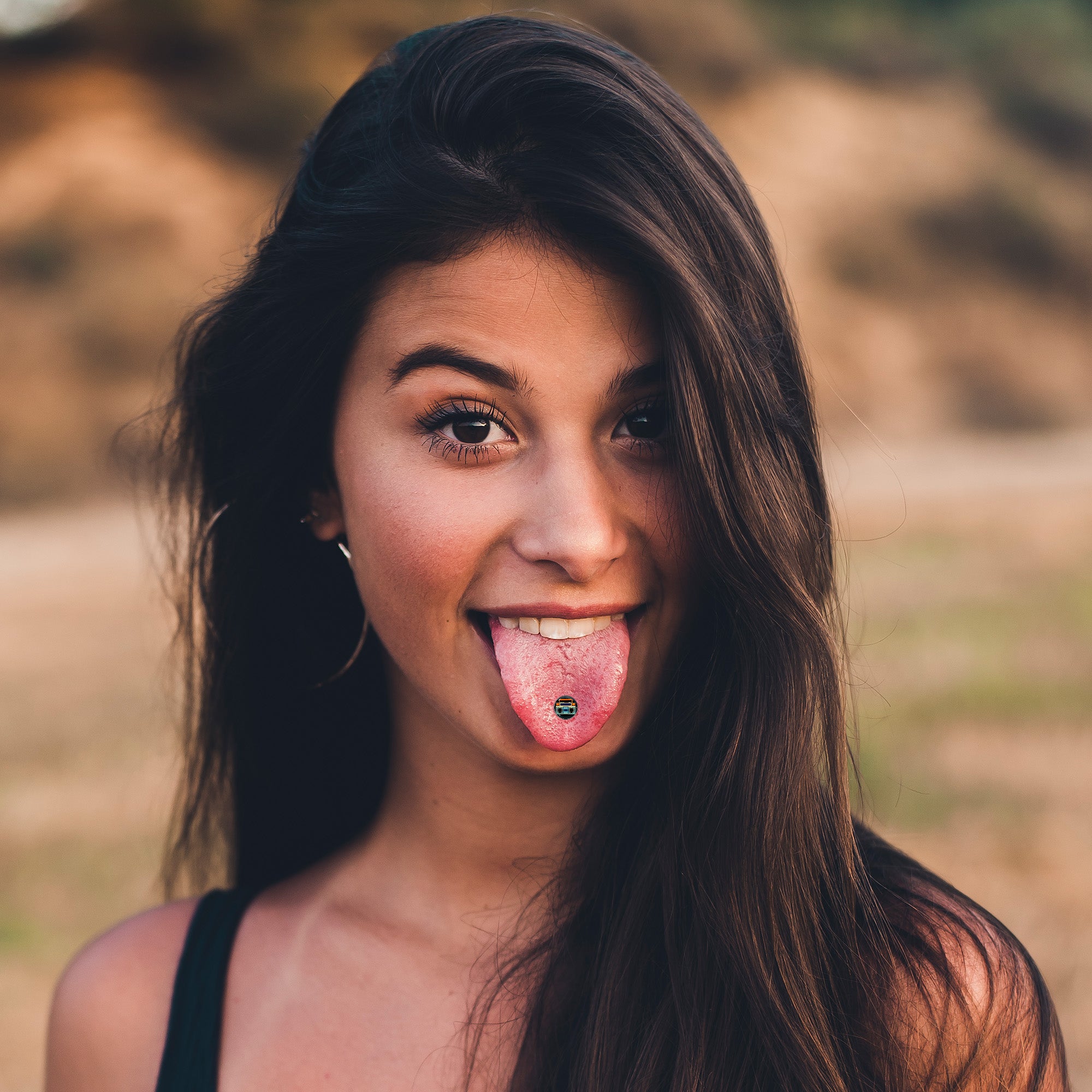 Retro Boombox Barbell Tongue Ring