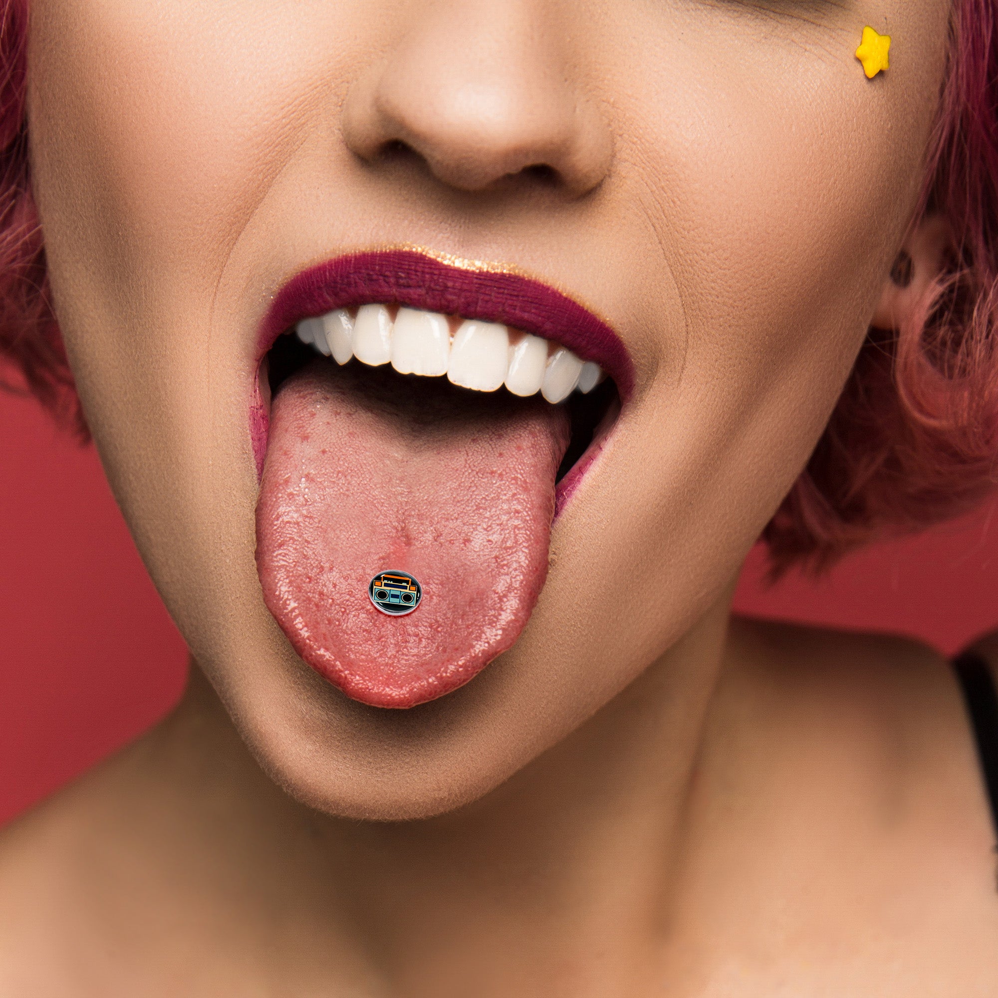 Retro Boombox Barbell Tongue Ring