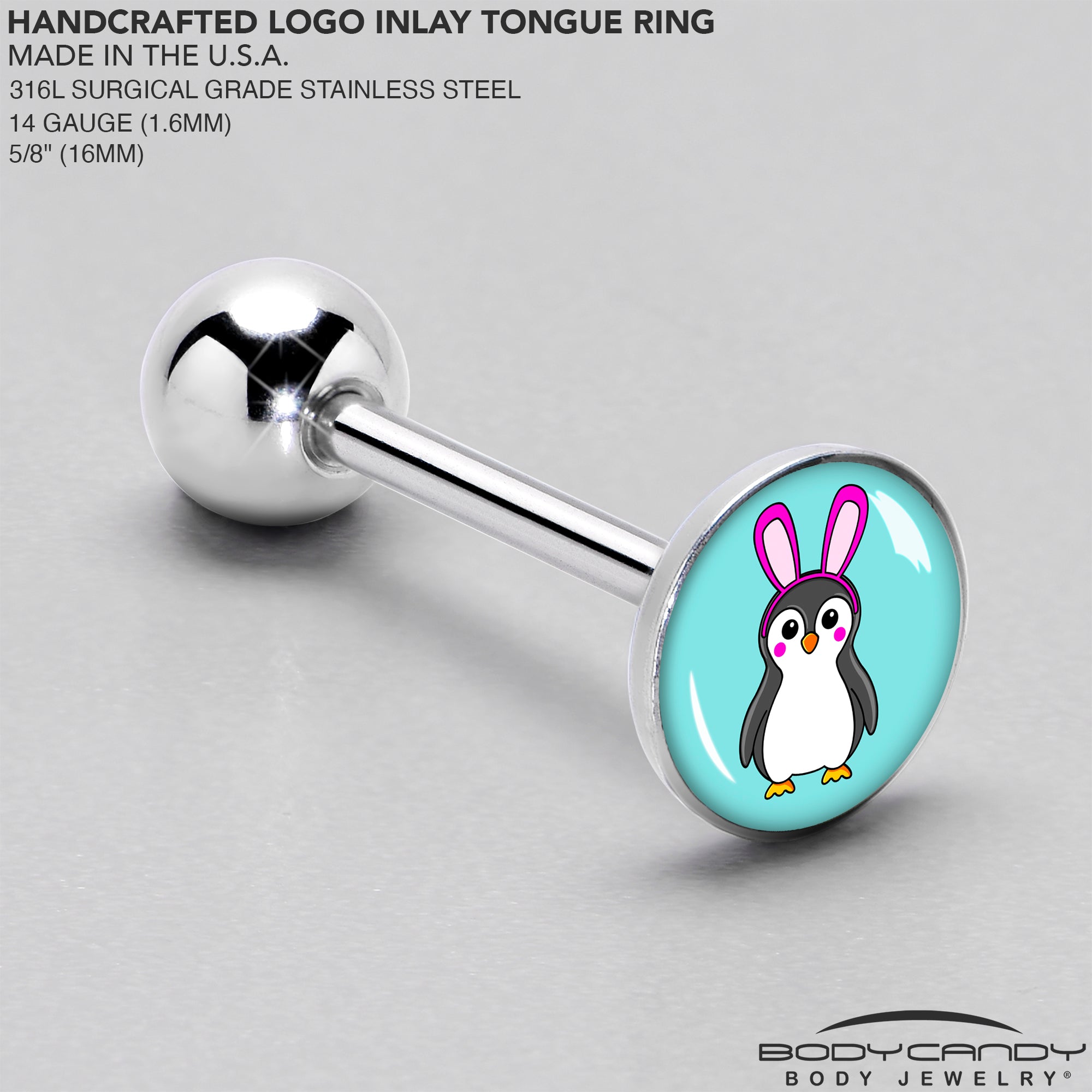 Bunny Penguin Barbell Tongue Ring