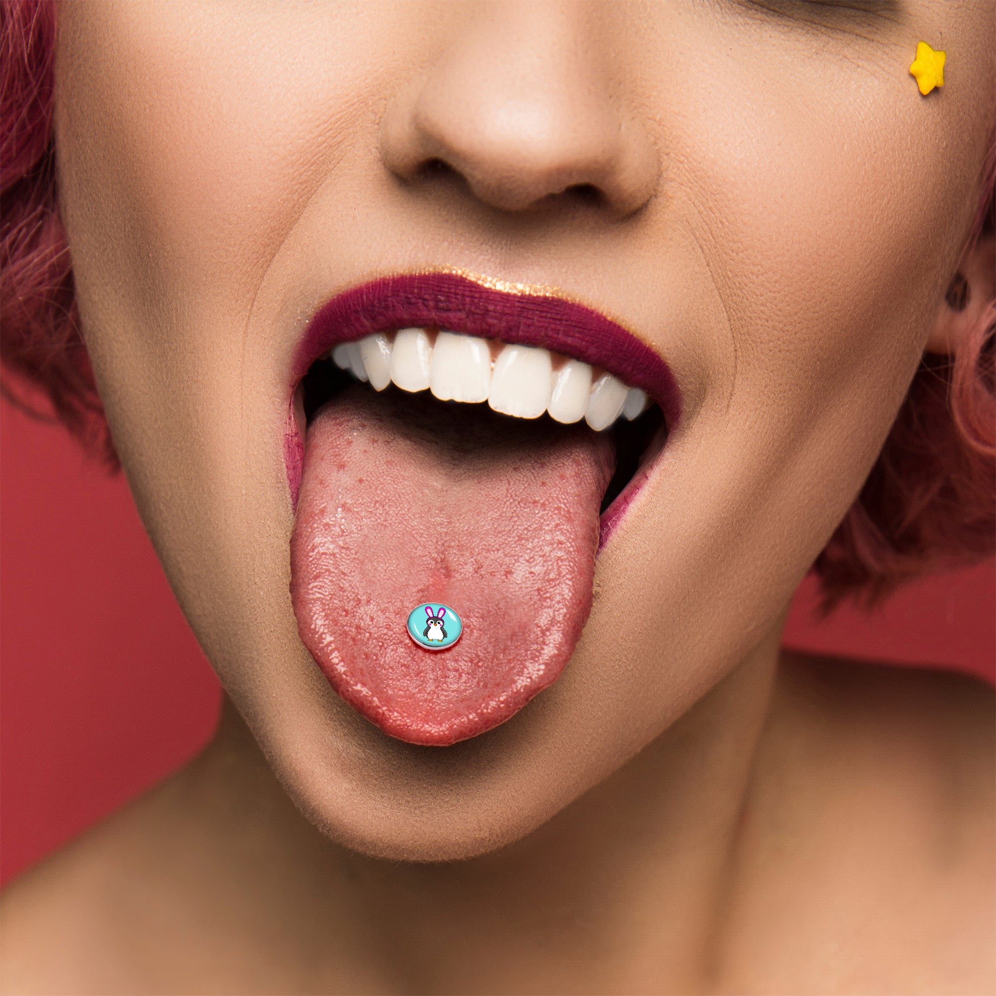 Bunny Penguin Barbell Tongue Ring