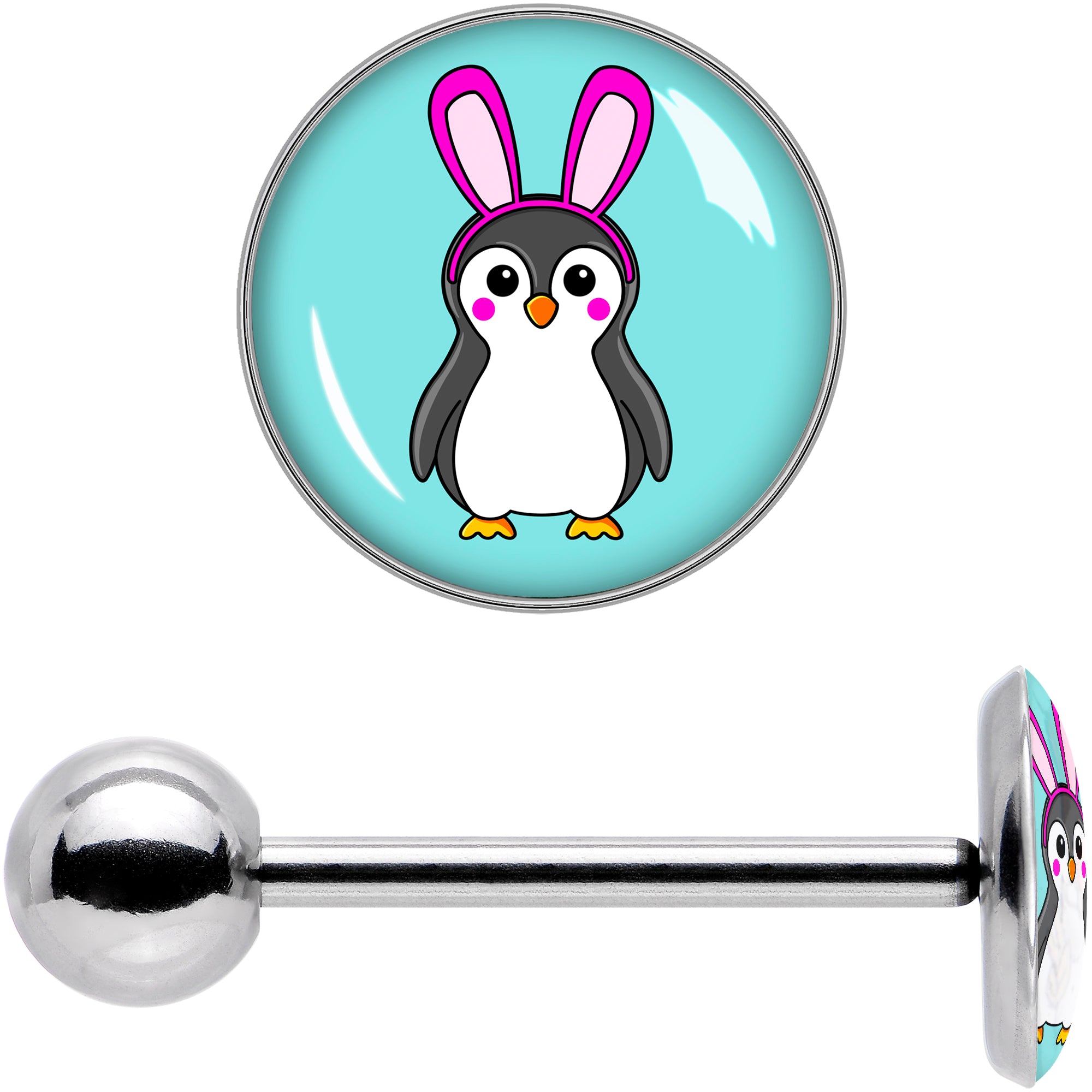 Bunny Penguin Barbell Tongue Ring