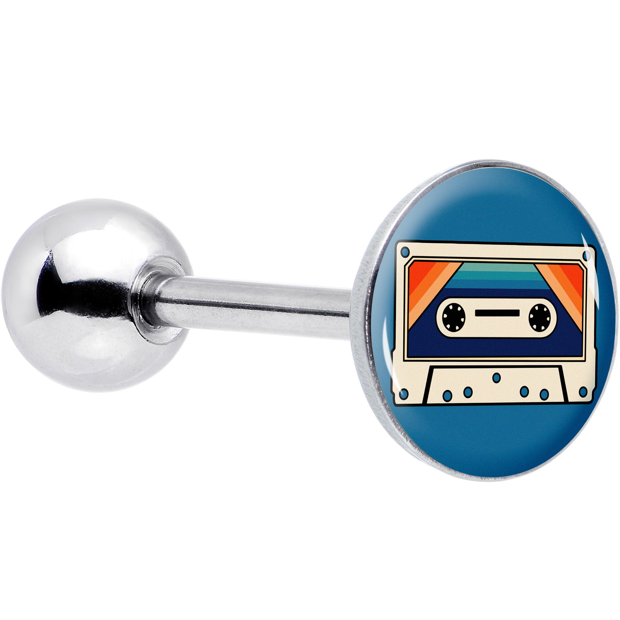 Retro Cassette Tape Barbell Tongue Ring