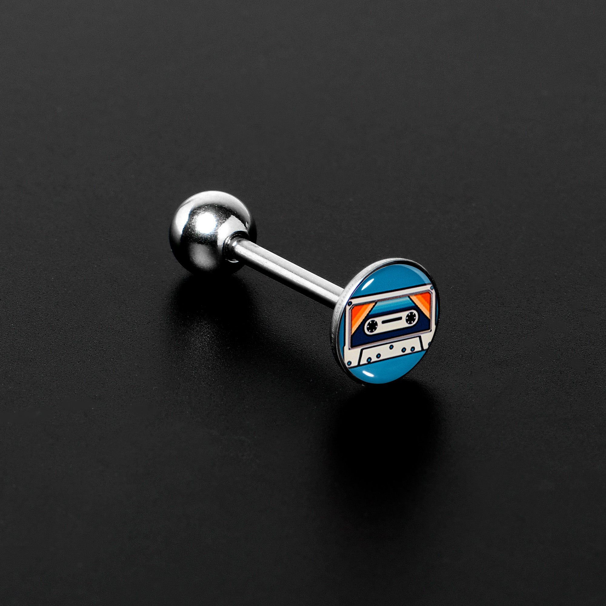 Retro Cassette Tape Barbell Tongue Ring