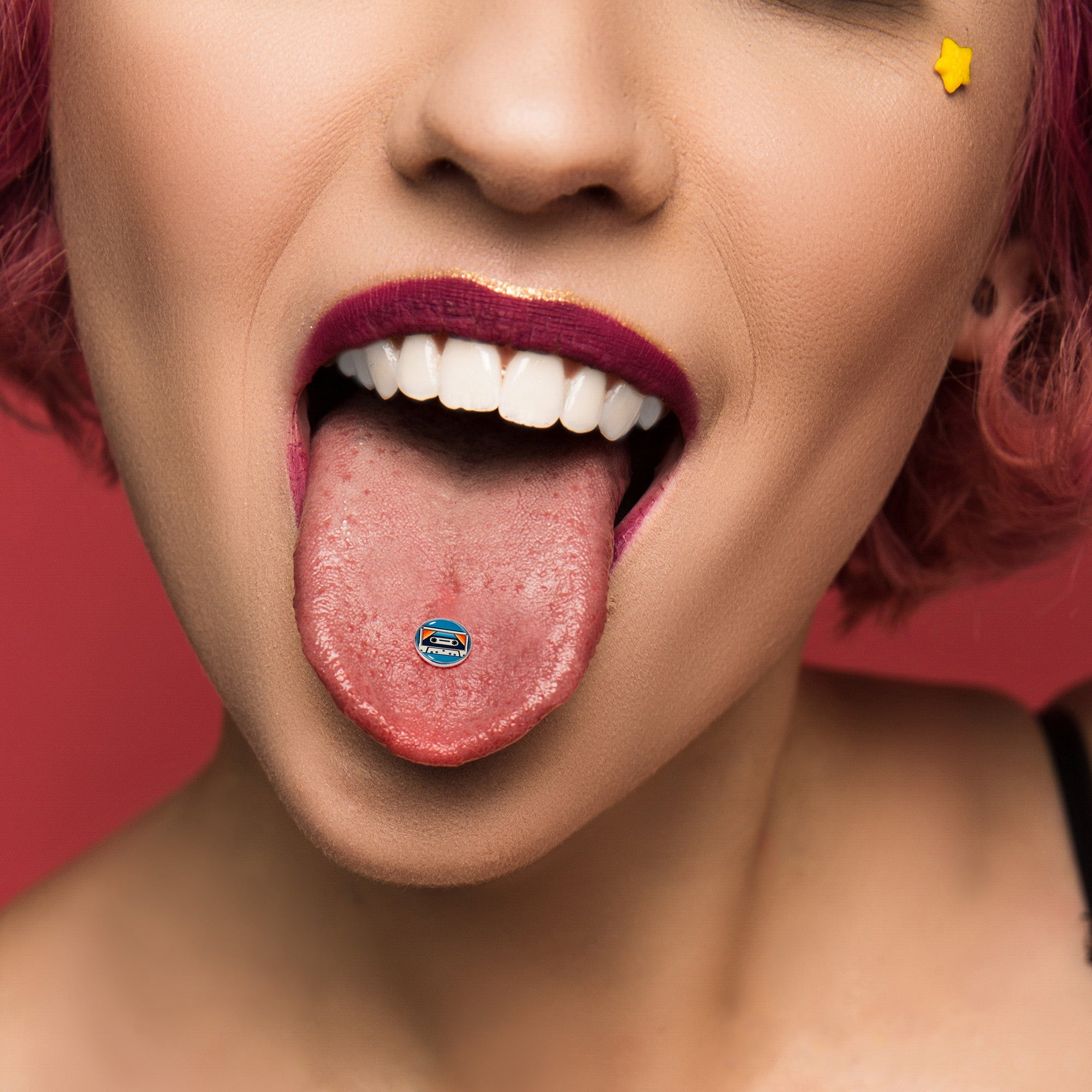 Retro Cassette Tape Barbell Tongue Ring