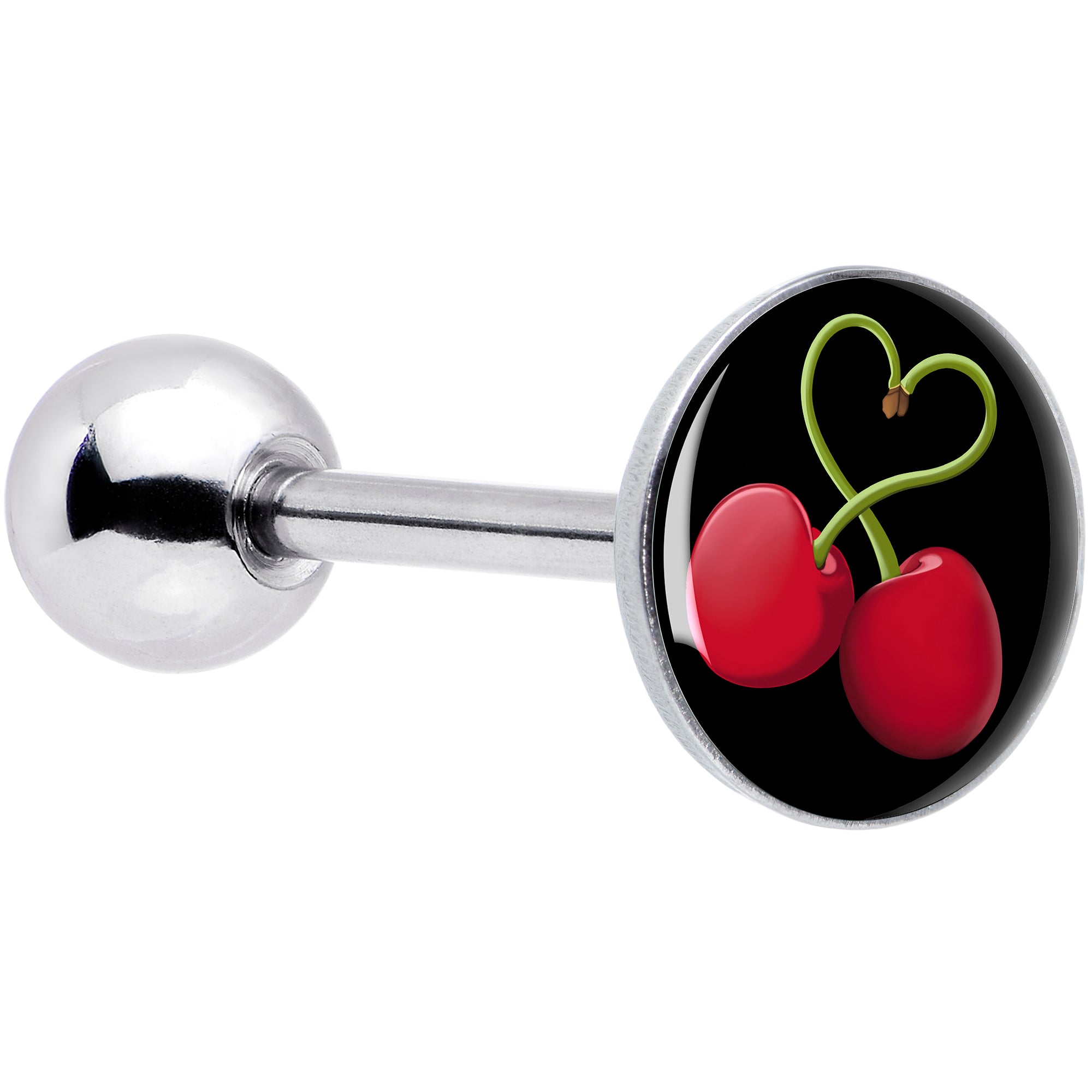 Cherry Heart Barbell Tongue Ring