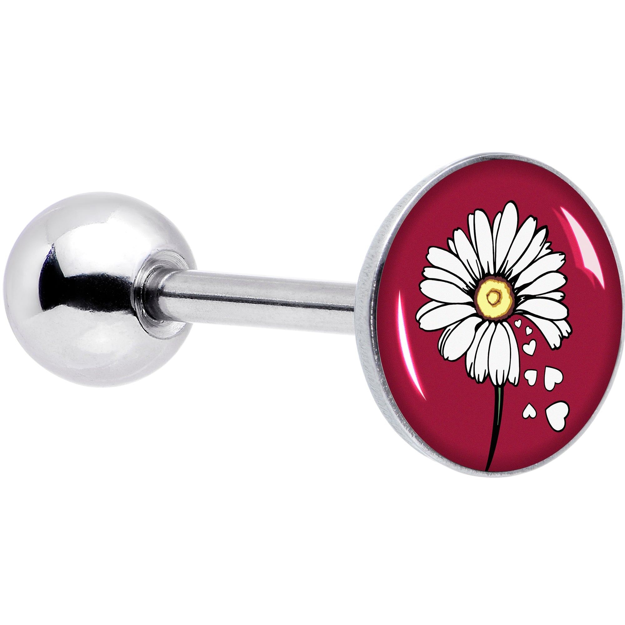 Love Me Not Flower Barbell Tongue Ring