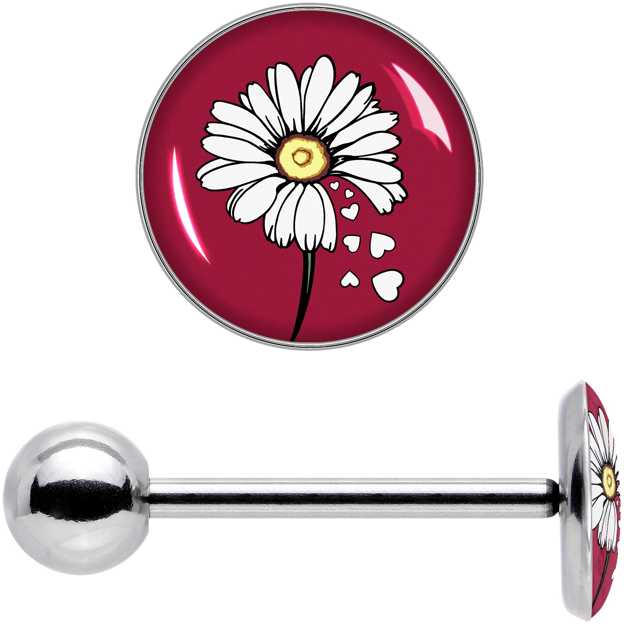 Love Me Not Flower Barbell Tongue Ring