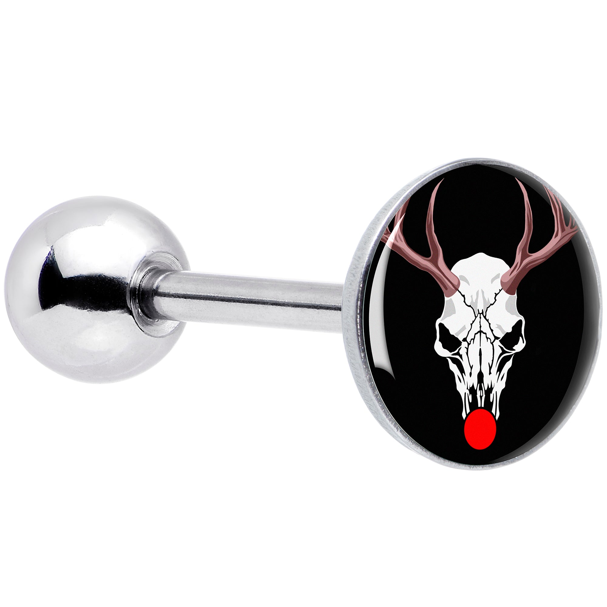 Holiday Dead Nosed Reindeer Barbell Tongue Ring