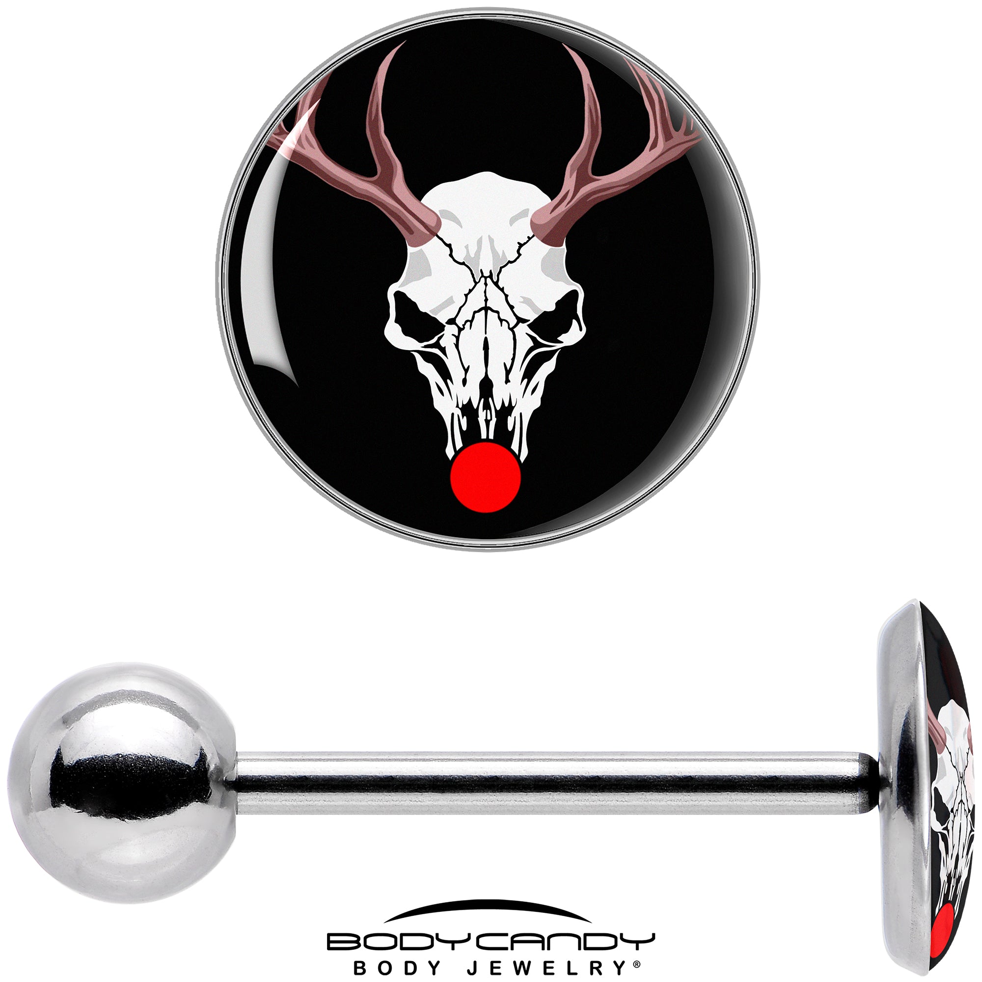 Holiday Dead Nosed Reindeer Barbell Tongue Ring