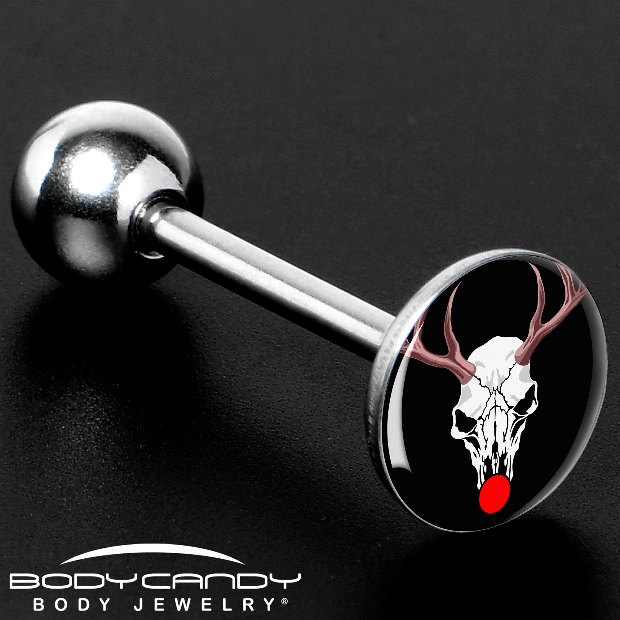 Holiday Dead Nosed Reindeer Barbell Tongue Ring