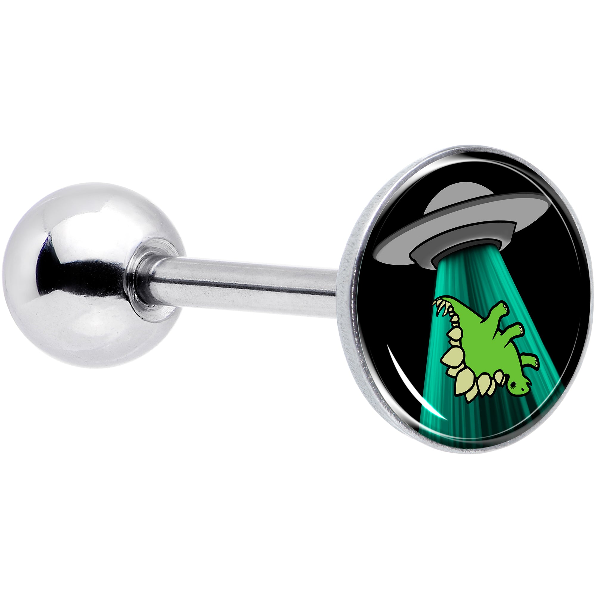 Alien UFO Dinosaur Abduction Barbell Tongue Ring