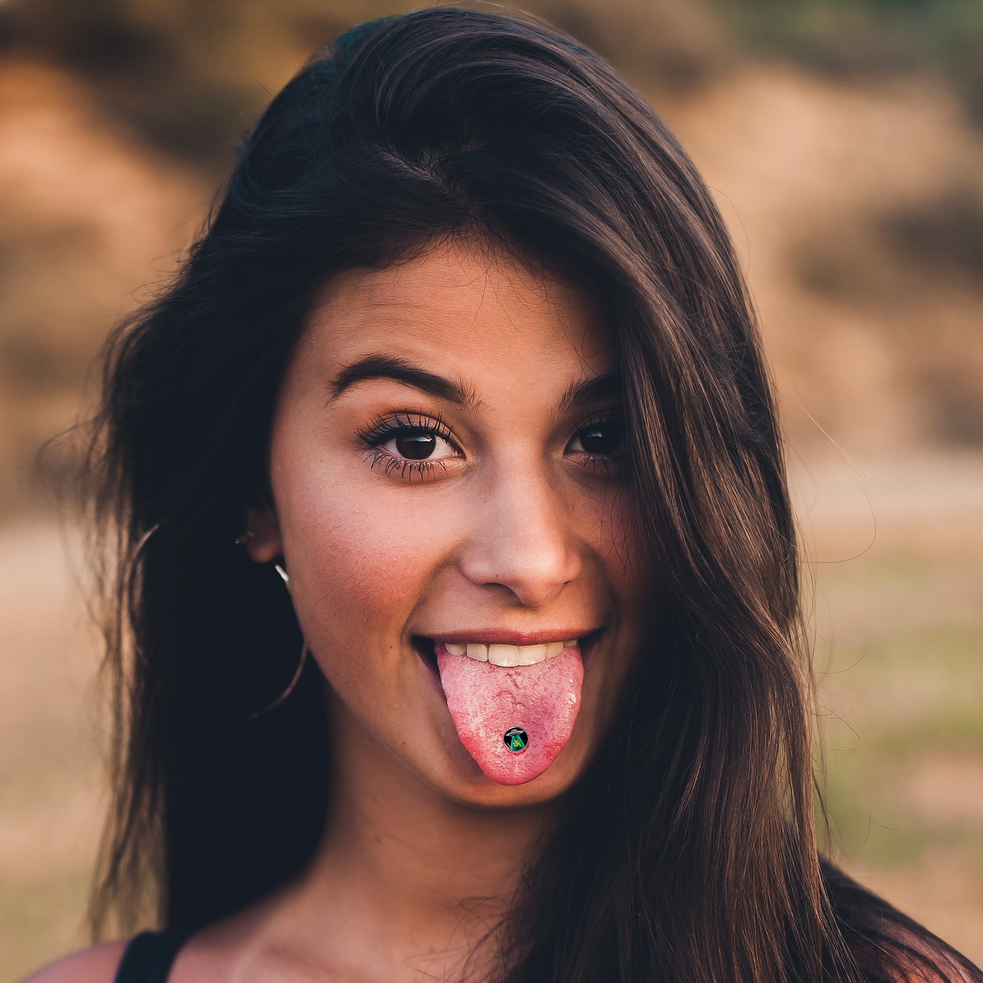 Alien UFO Dinosaur Abduction Barbell Tongue Ring