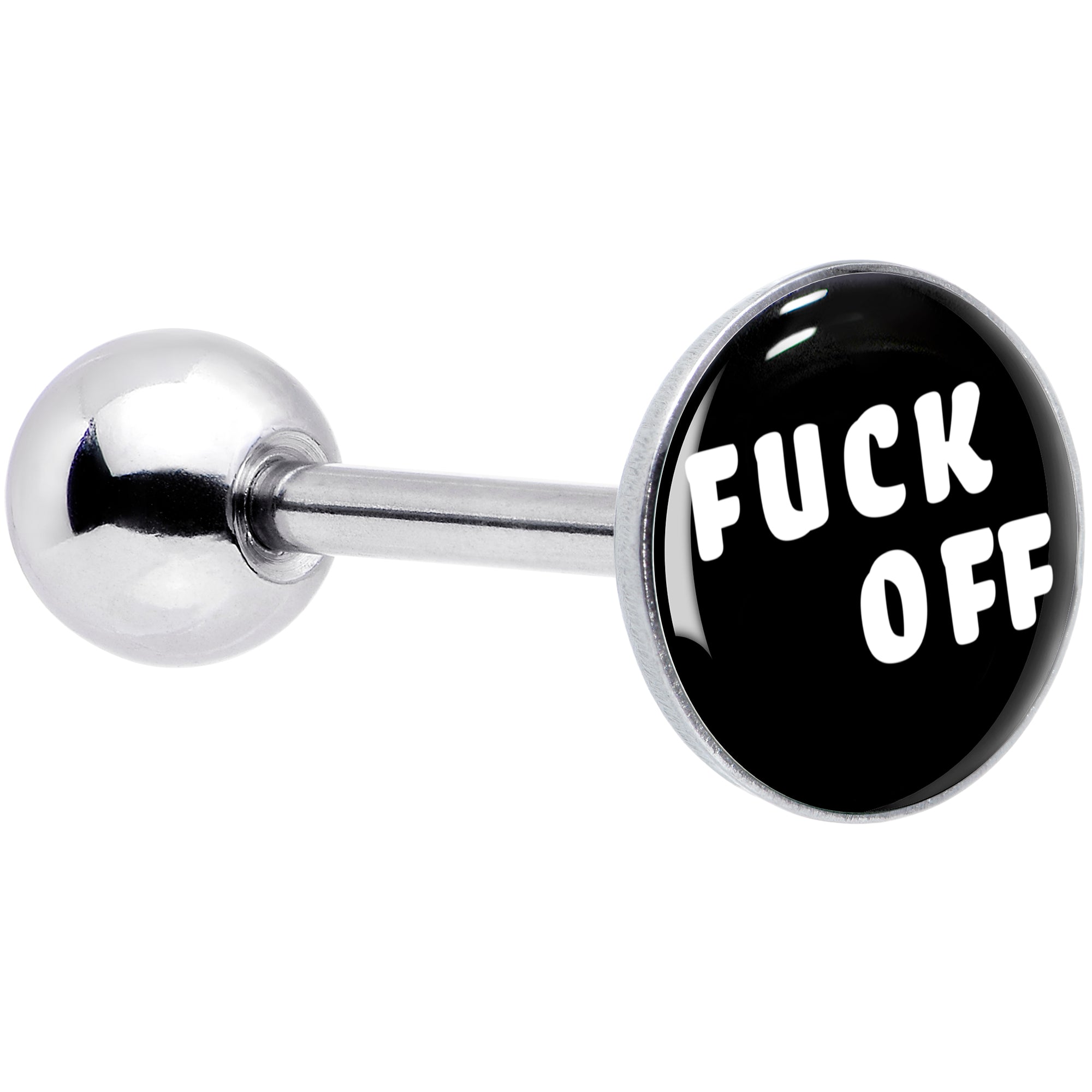 F*ck Off White Letters Barbell Tongue Ring