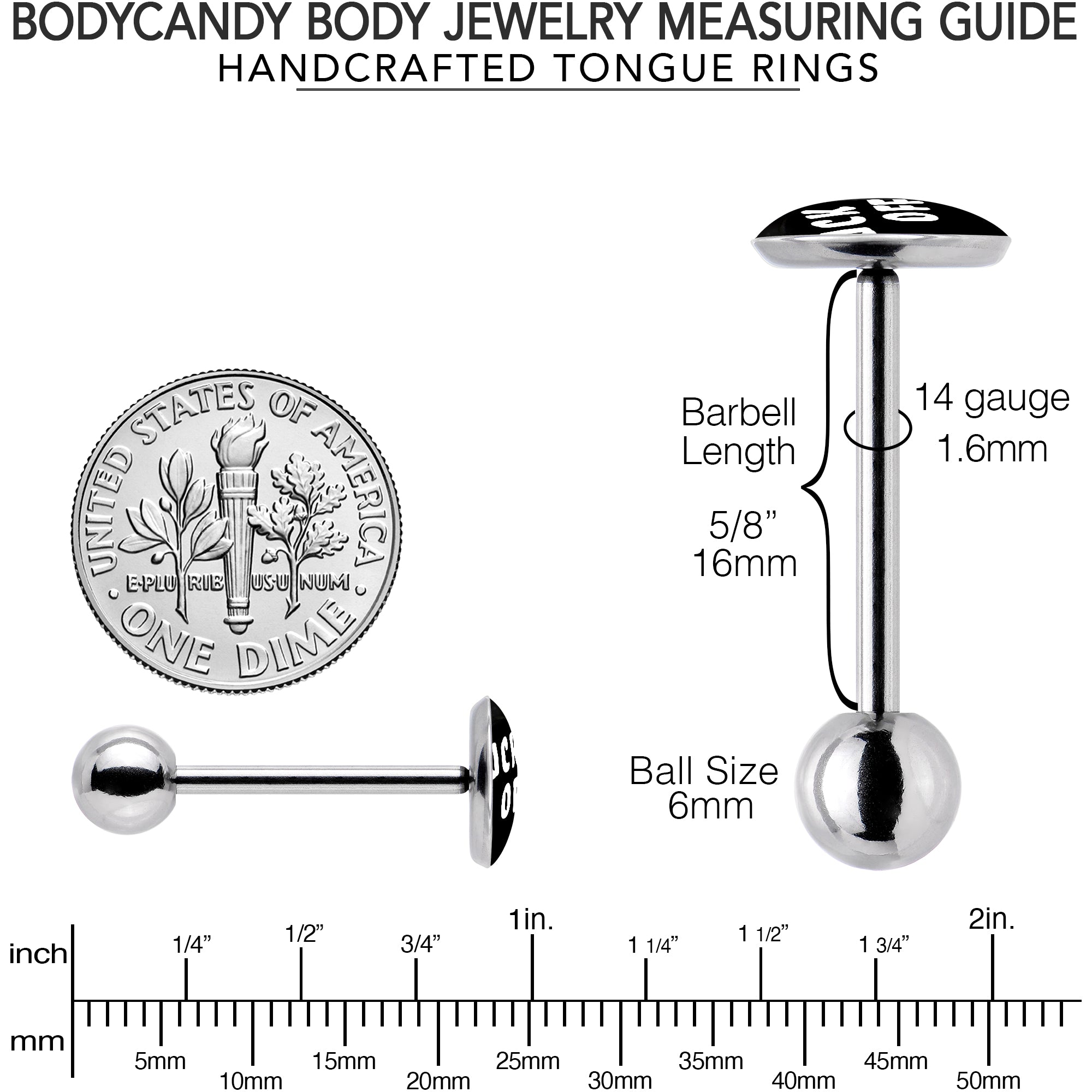 Tongue barbell clearance length