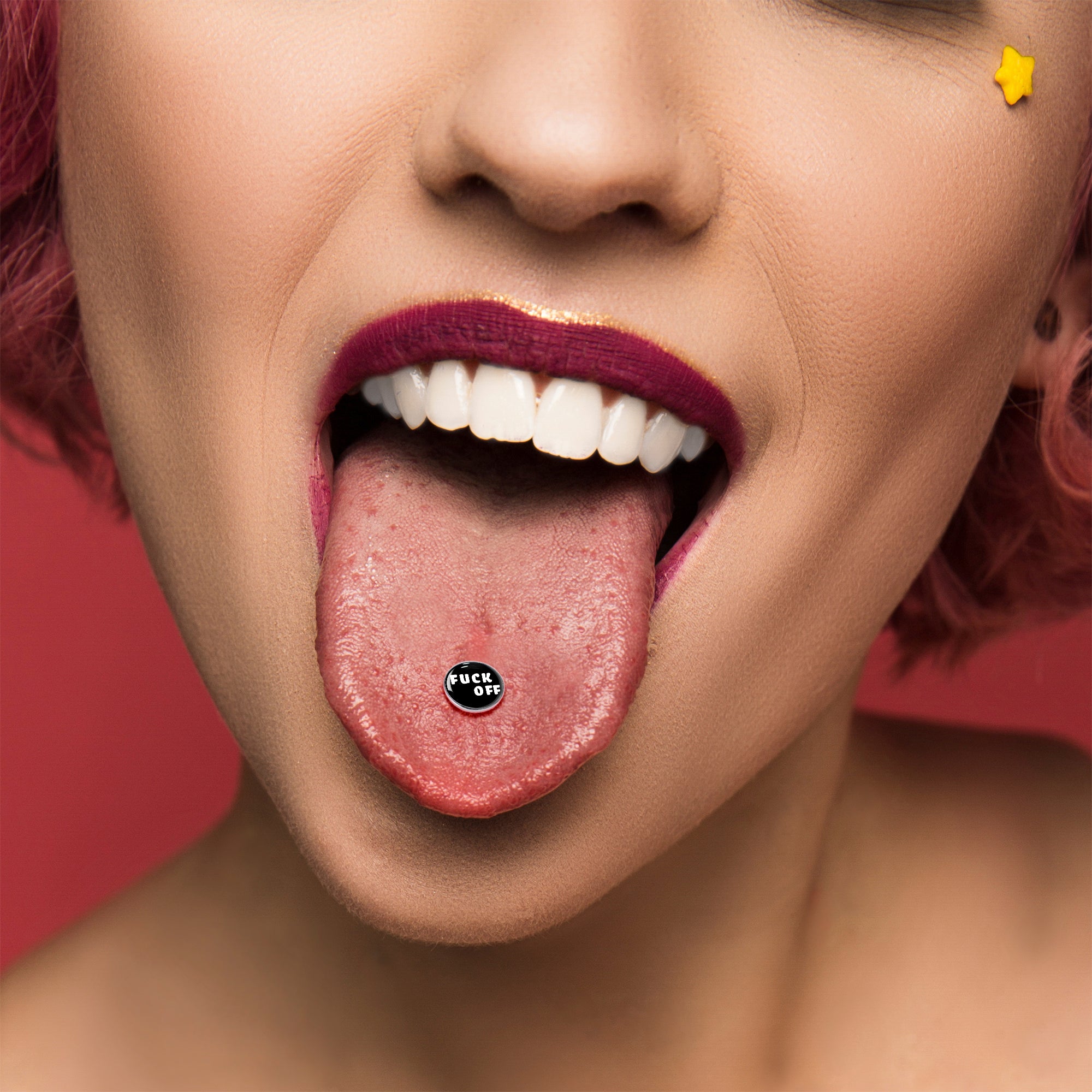 F*ck Off White Letters Barbell Tongue Ring