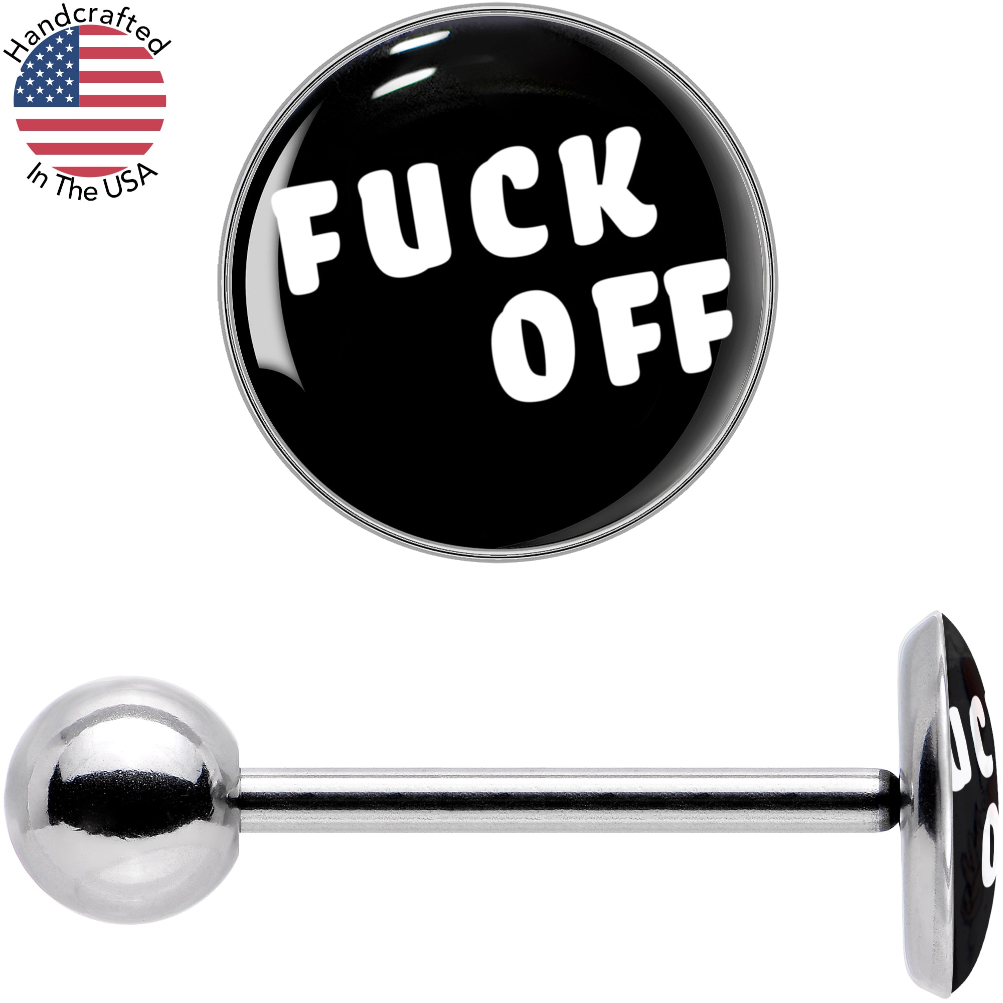 F*ck Off White Letters Barbell Tongue Ring