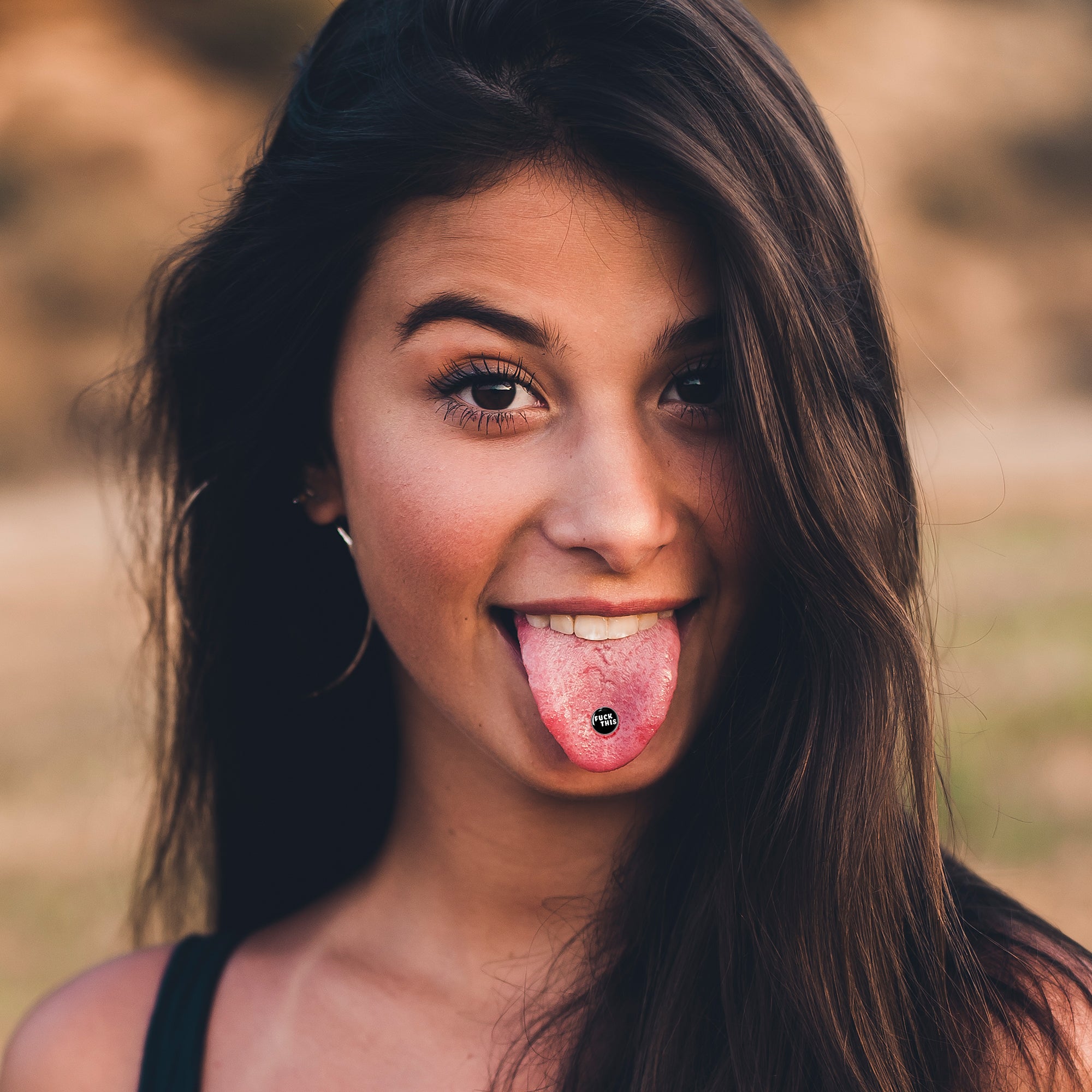 F*ck This Black White Barbell Tongue Ring