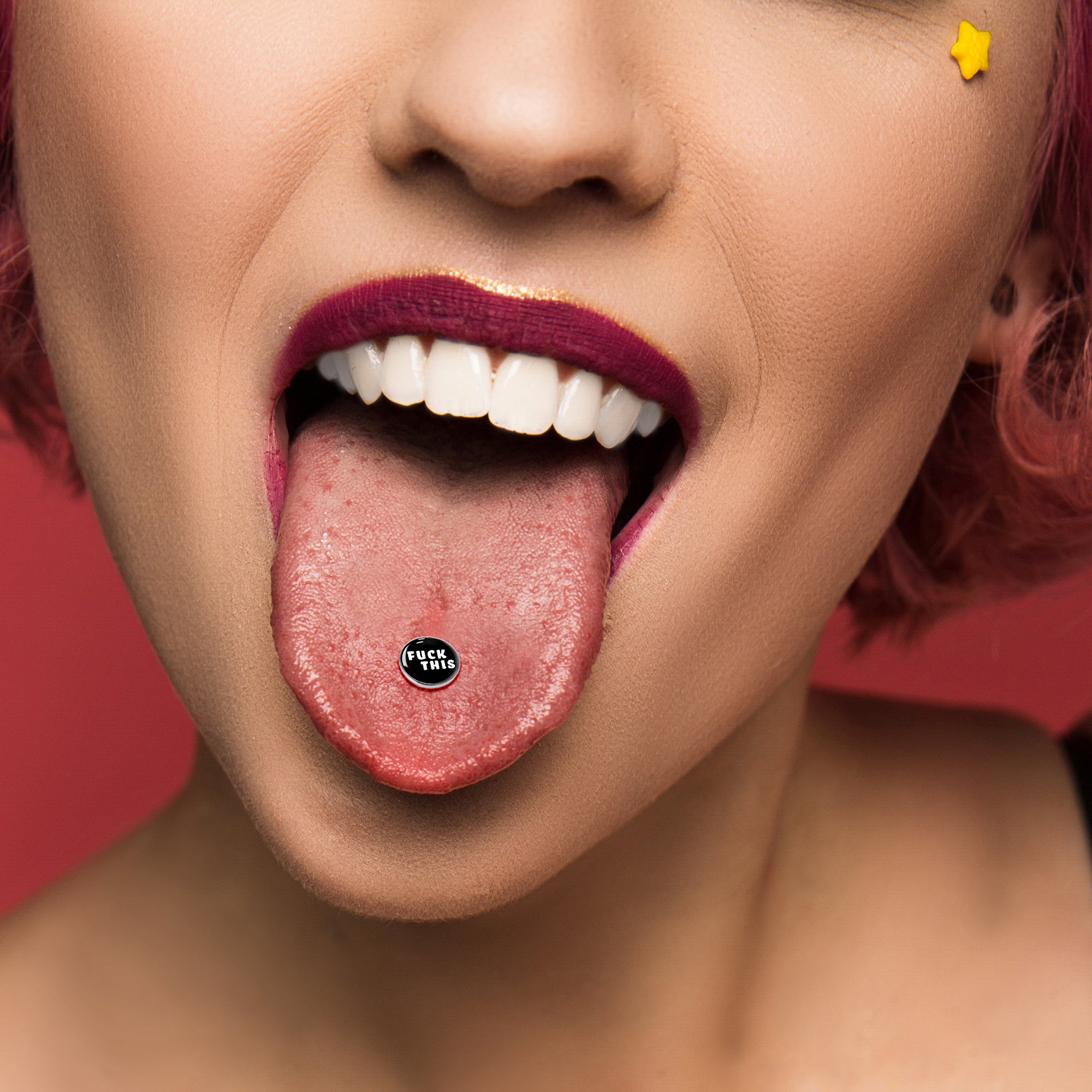 F*ck This Black White Barbell Tongue Ring