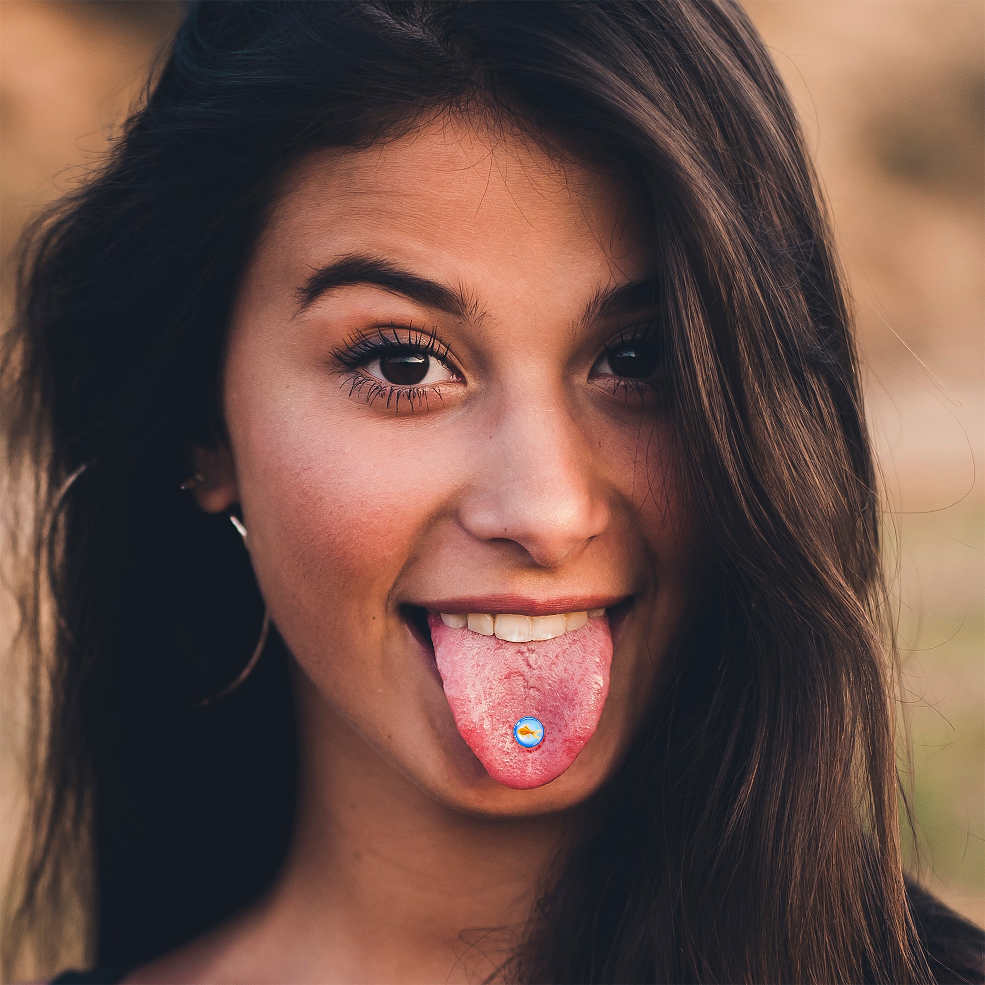 Gold Fish Barbell Tongue Ring