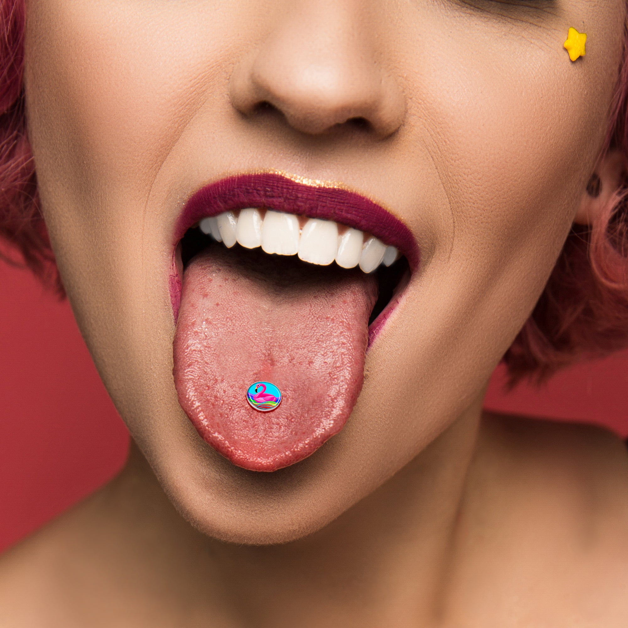 Rainbow Sea Floating Flamingo Barbell Tongue Ring