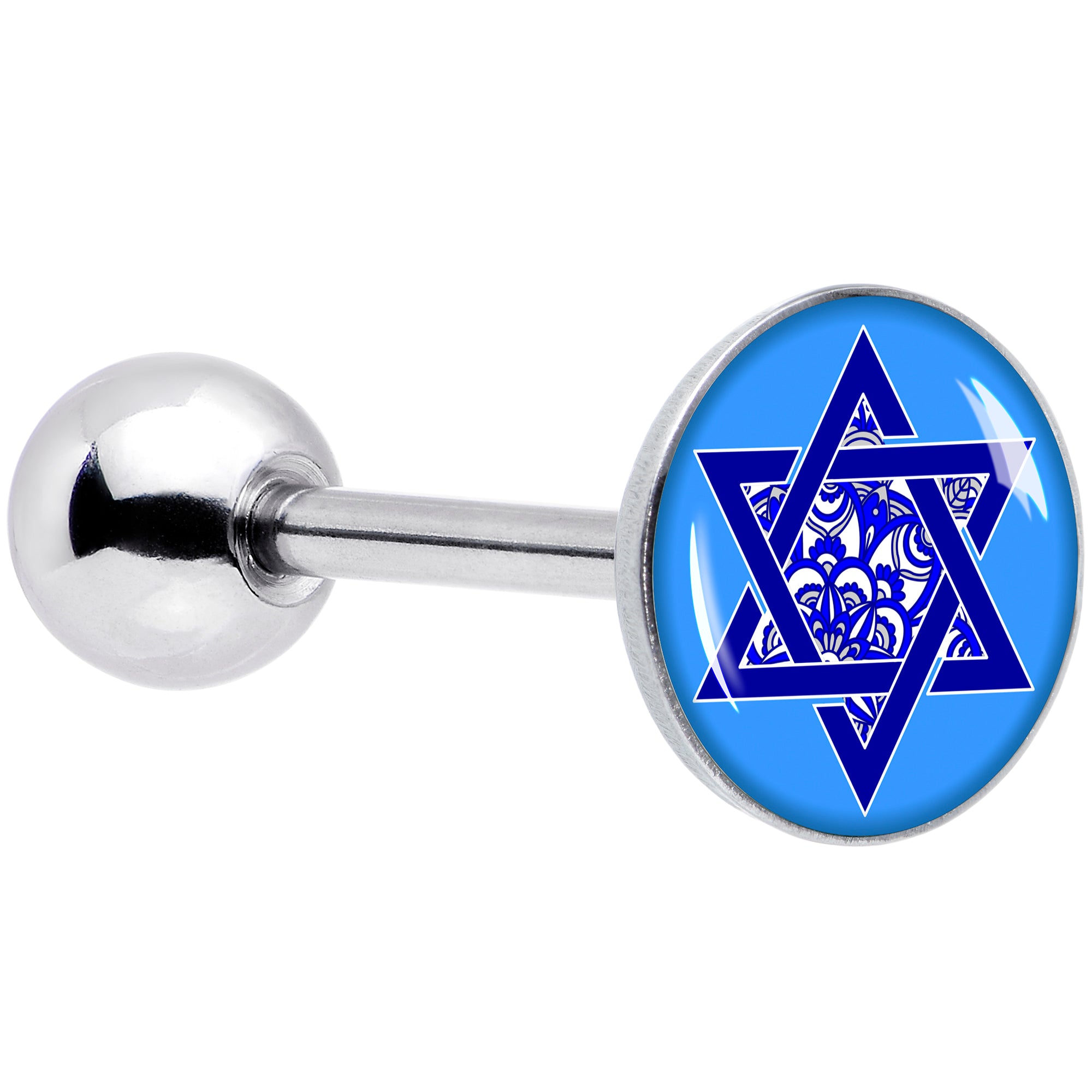 Floral Star of David Barbell Tongue Ring