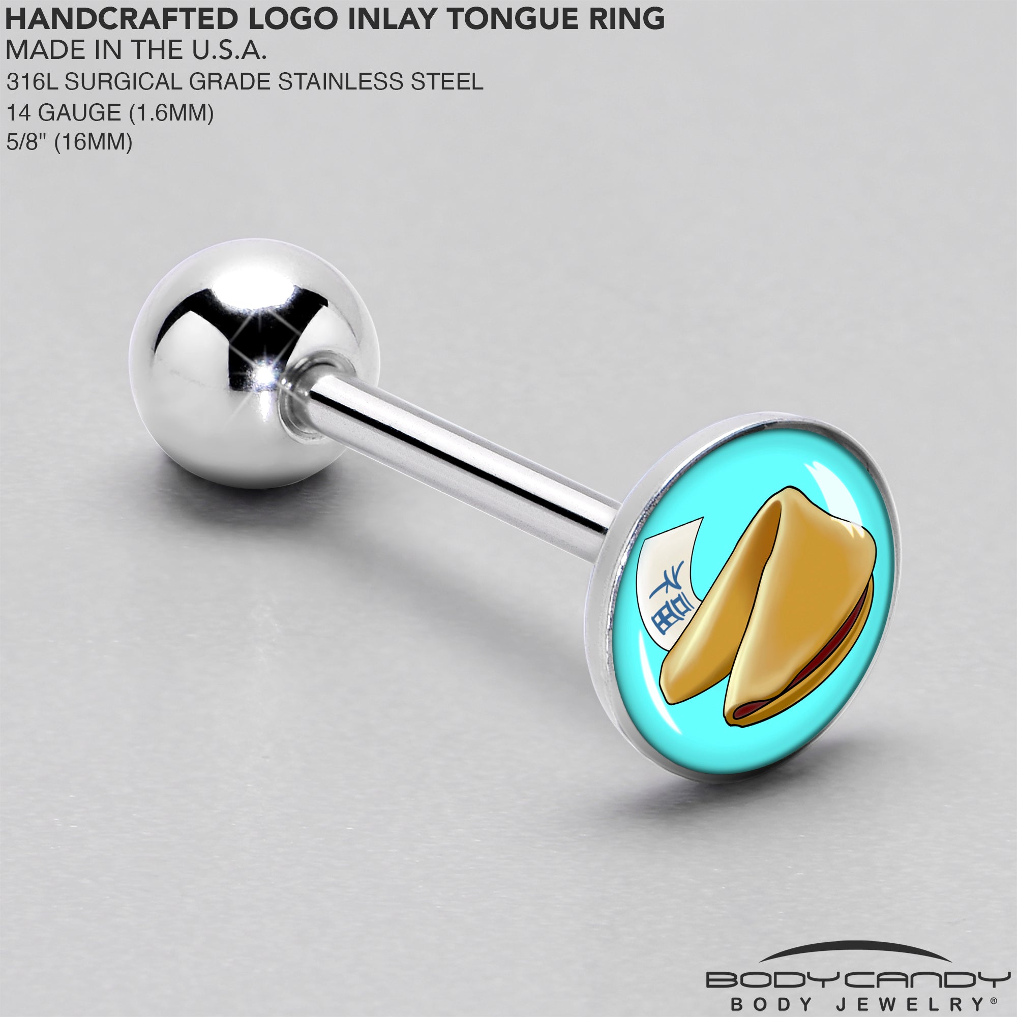 Fortune Cookie Barbell Tongue Ring