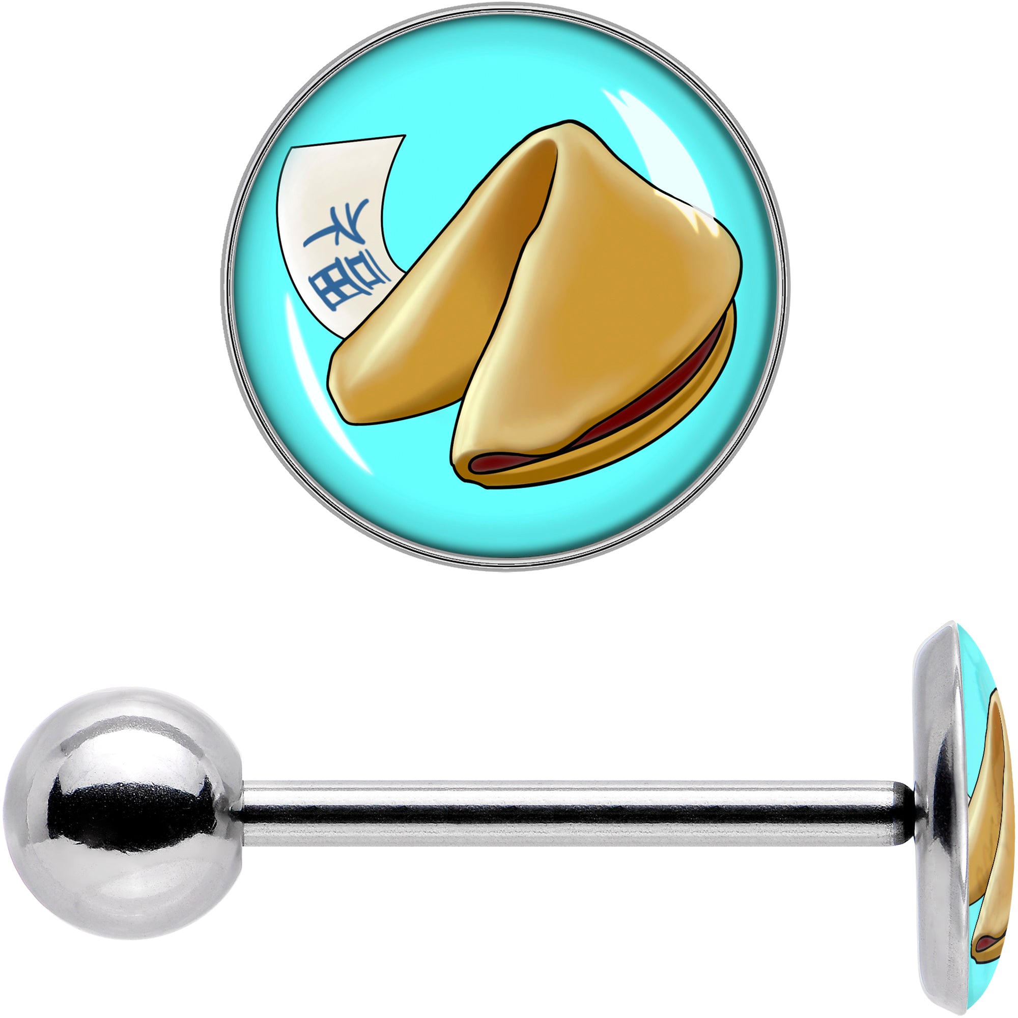 Fortune Cookie Barbell Tongue Ring