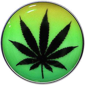 Ganja Leaf Glow in the Dark Logo Stainless Steel Barbell Tongue Ring